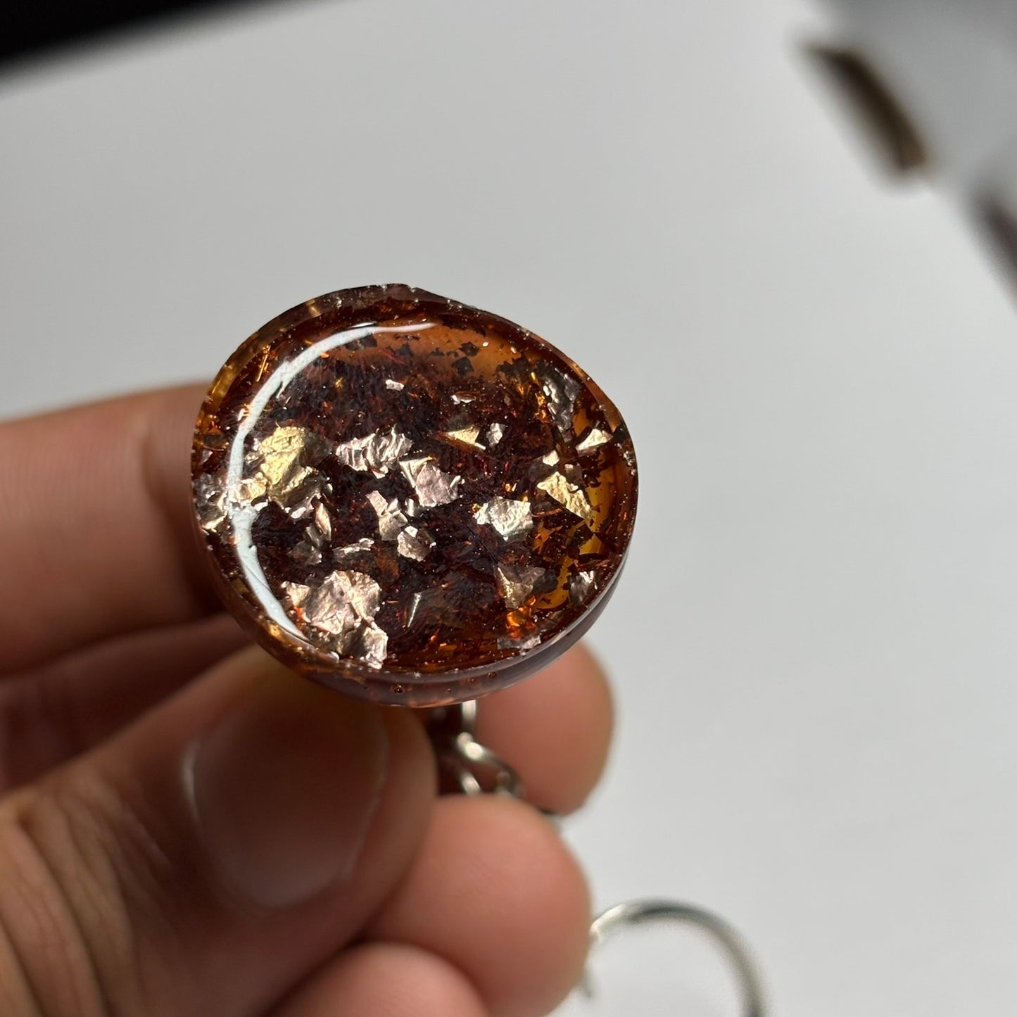 Amber Mixed Bishop - Handmade Resin Keychain