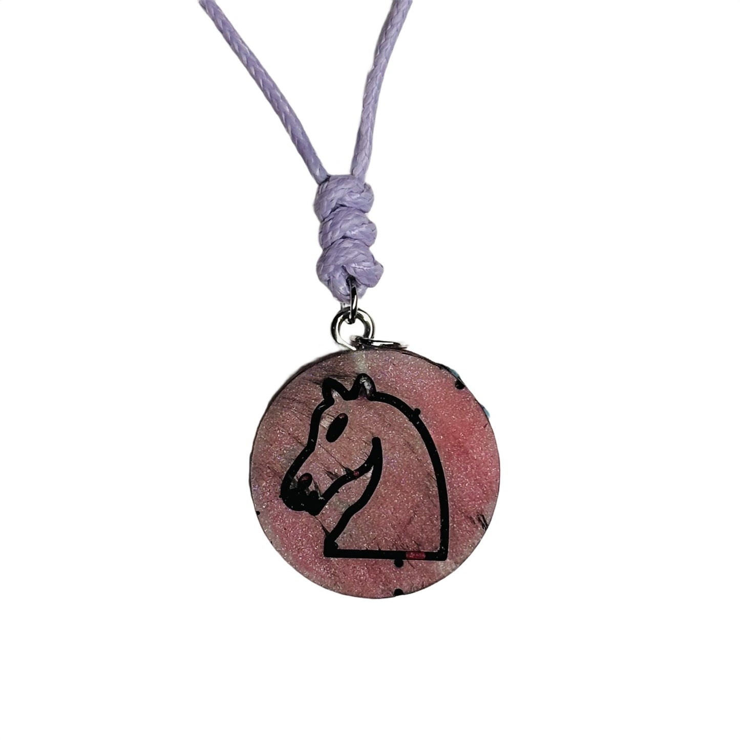 Chrome Red Knight - Handmade Resin Chess Necklace