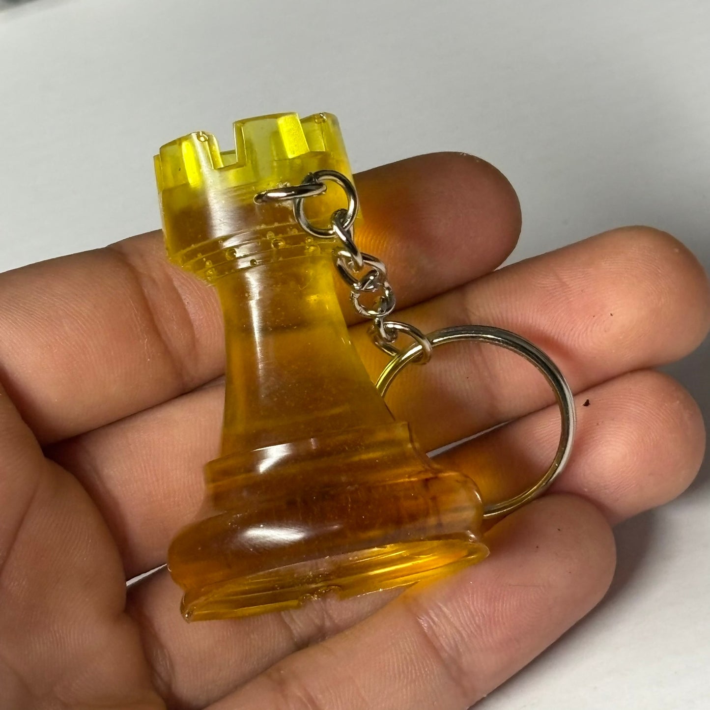 Yellow Translucent Rook - Handmade Resin Keychain - Large Edition
