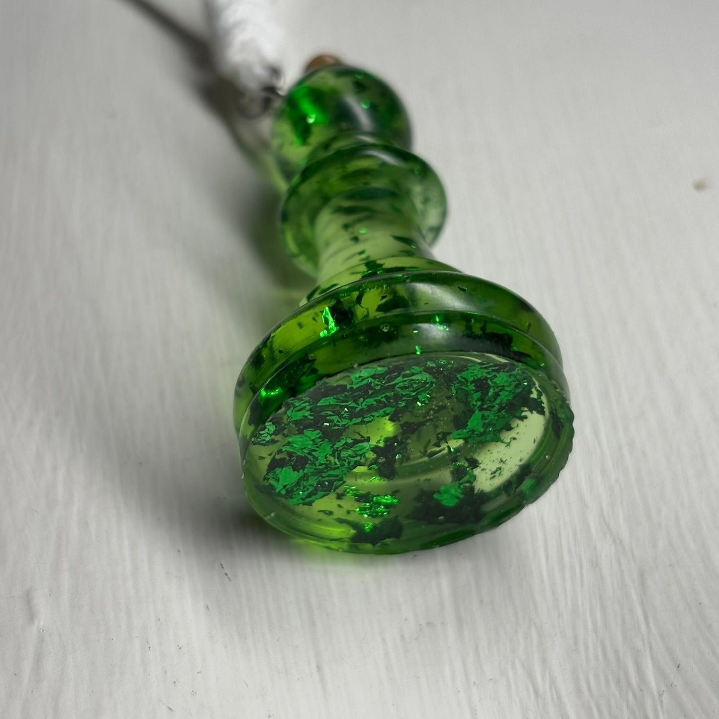 Green Crystal Bishop - Handmade Resin Chess Necklace
