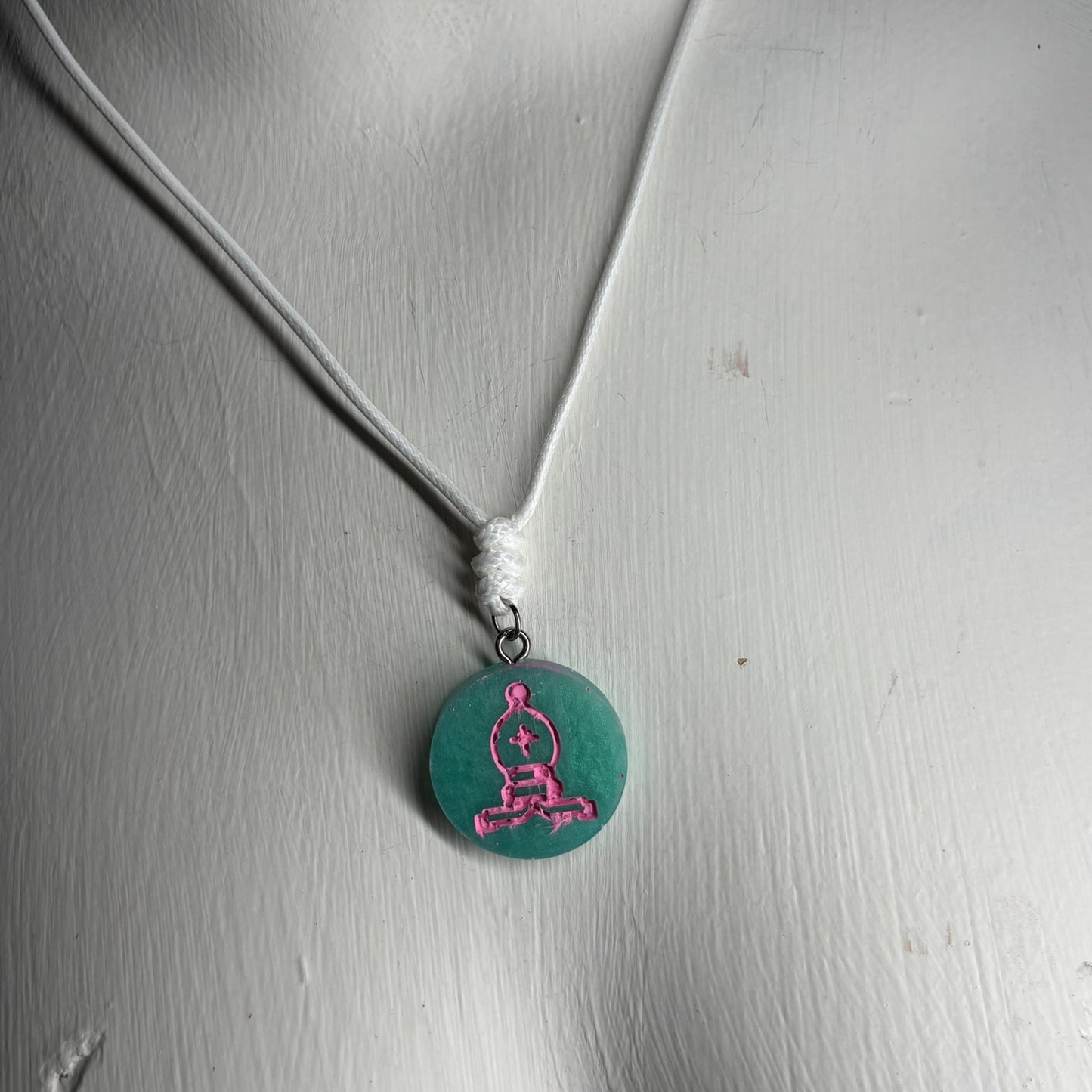 Miami Pink Bishop - Handmade Resin Chess Necklace