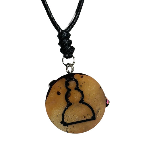Orange Cream Pawn - Handmade Resin Chess Necklace