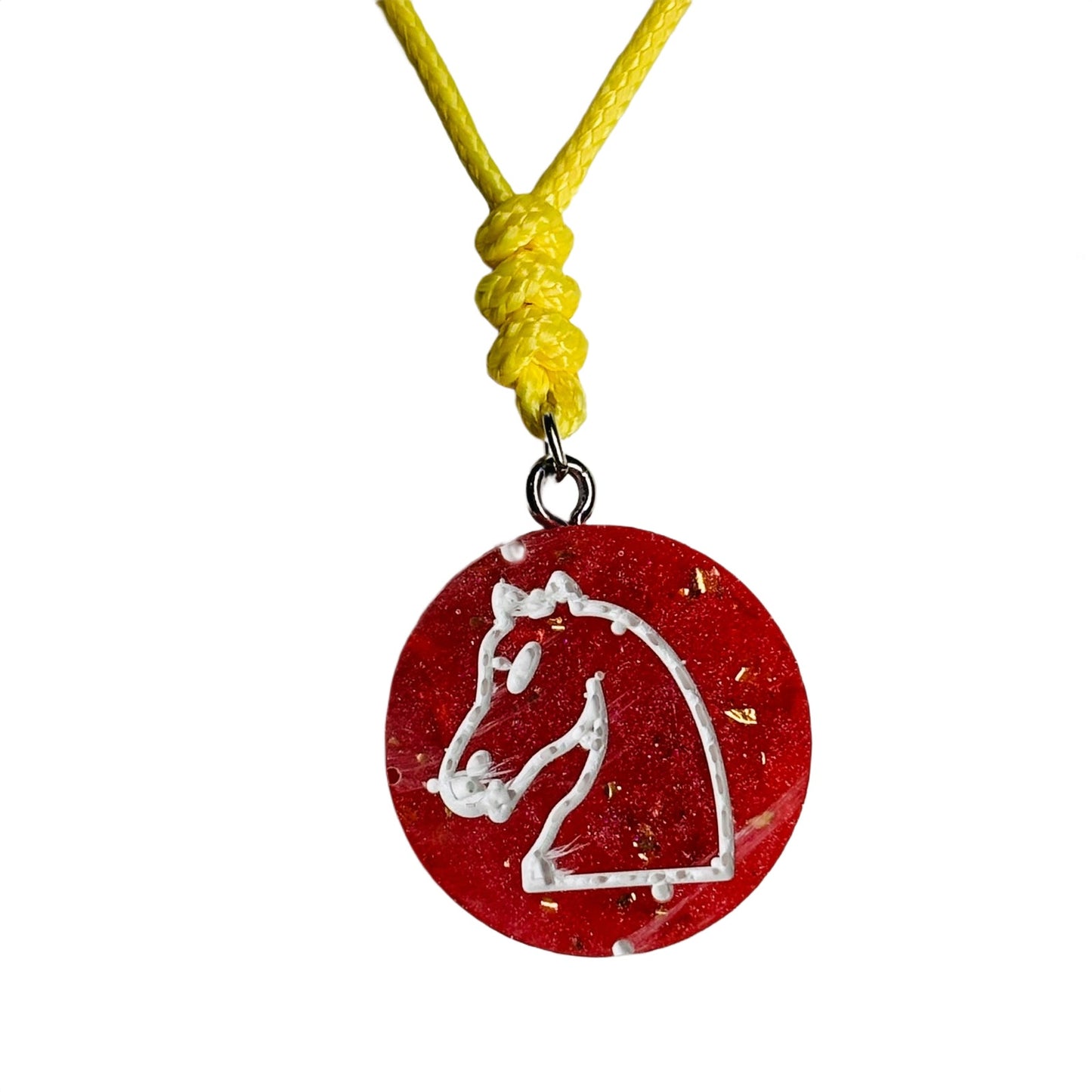 Red Yellow Knight - Handmade Resin Chess Necklace