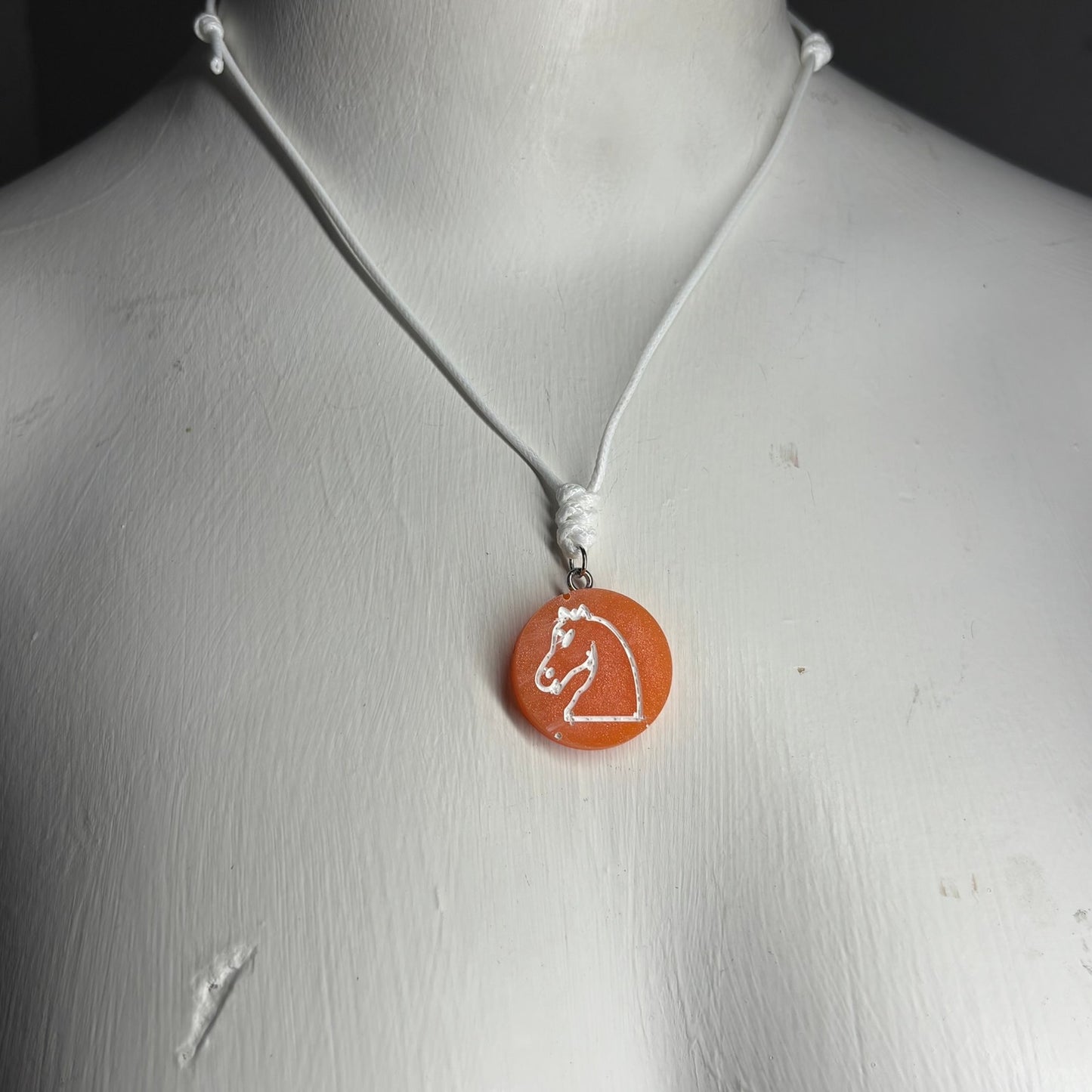 Orange Knight - Handmade Resin Chess Necklace