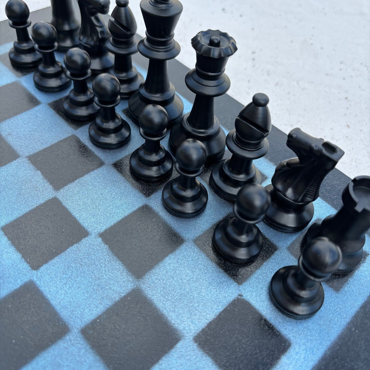 Simple Blue - Painted Chess Set