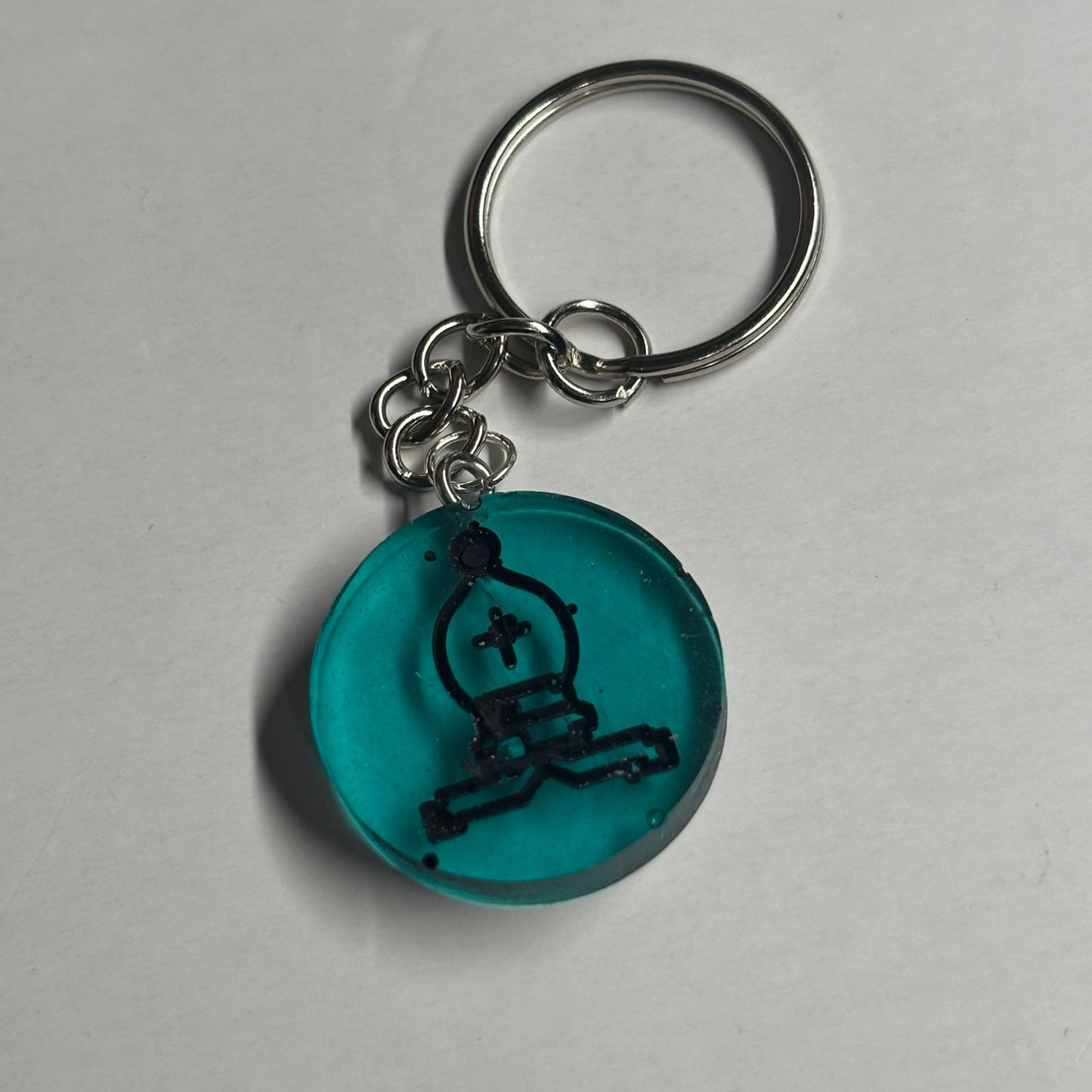 Bluish/Green Translucent Bishop - Handmade Resin Keychain