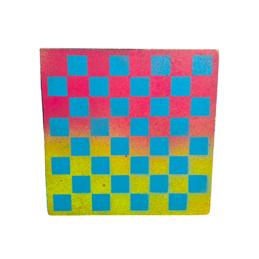 Pink & Neon Green Blue Hue - Painted Double Sided Chess Board