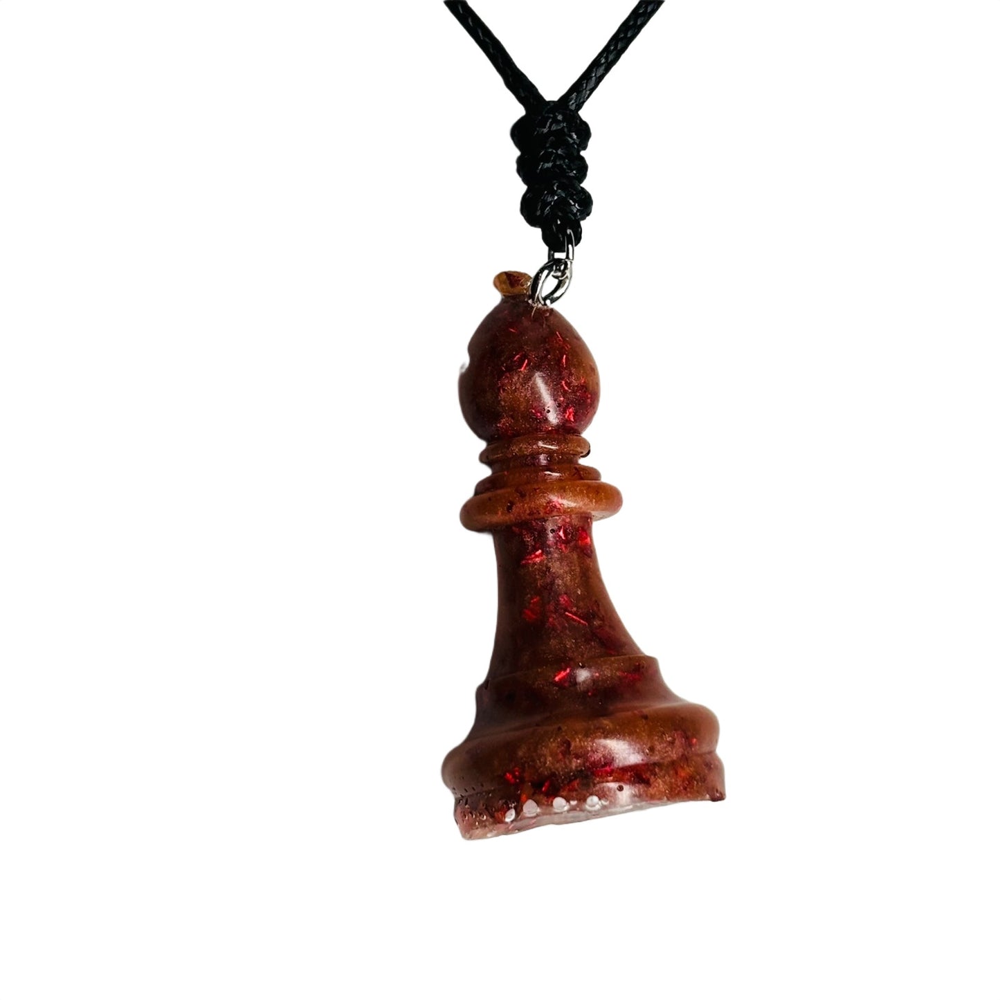 Crystal Fire Red Bishop - Handmade Resin Chess Necklace