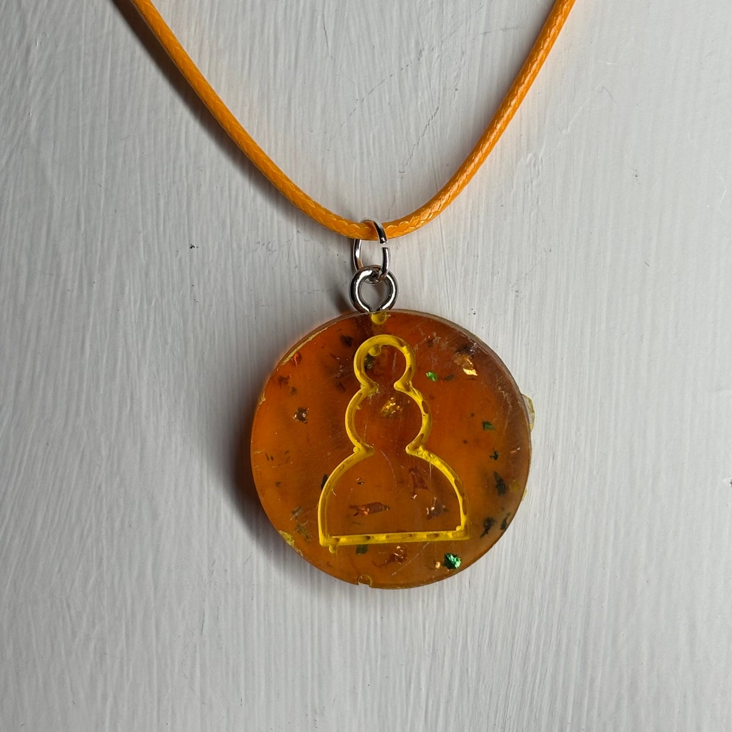 Amber Glow Pawn - Handmade Resin Chess Necklace