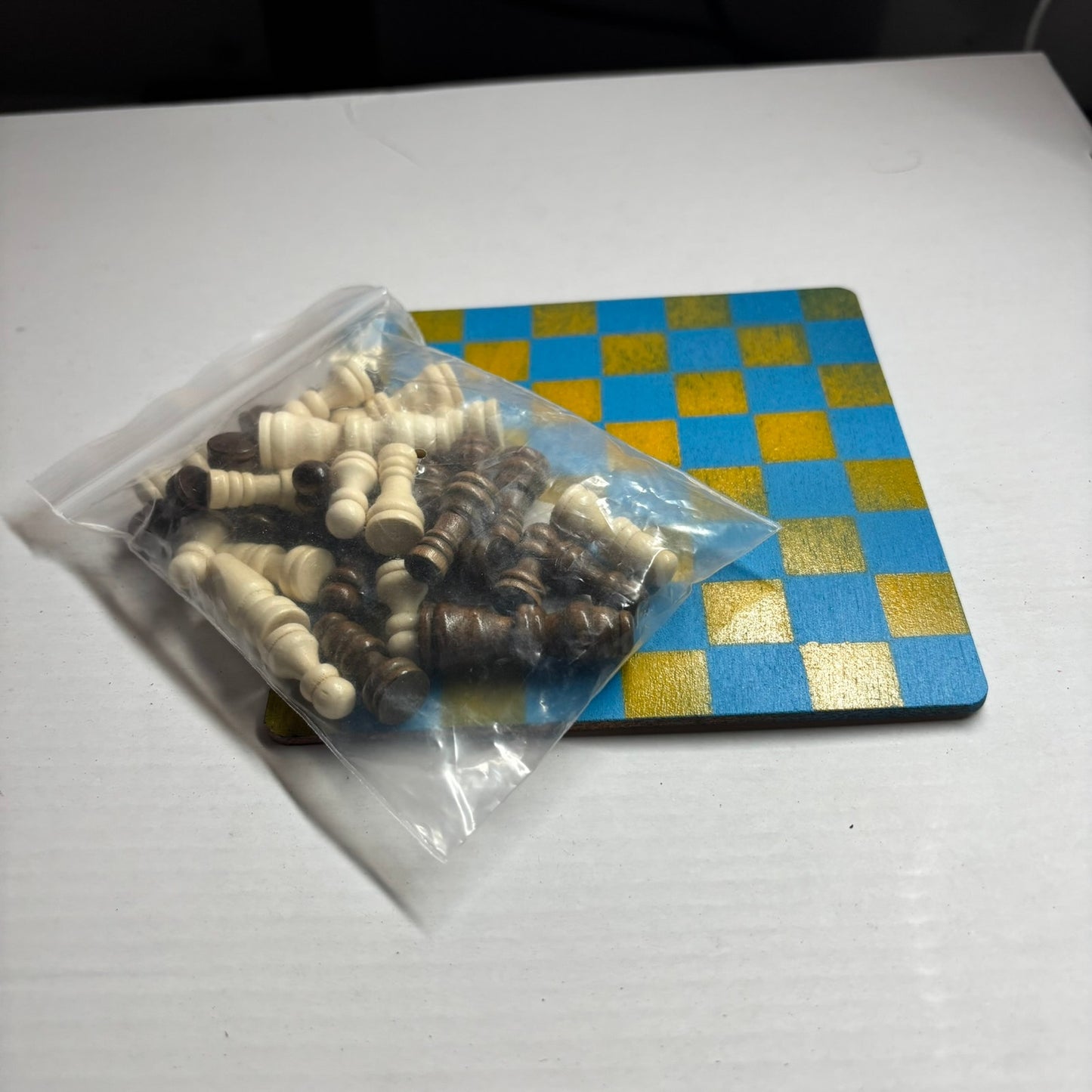 Light Blue & Yellow - Mini Chess Set