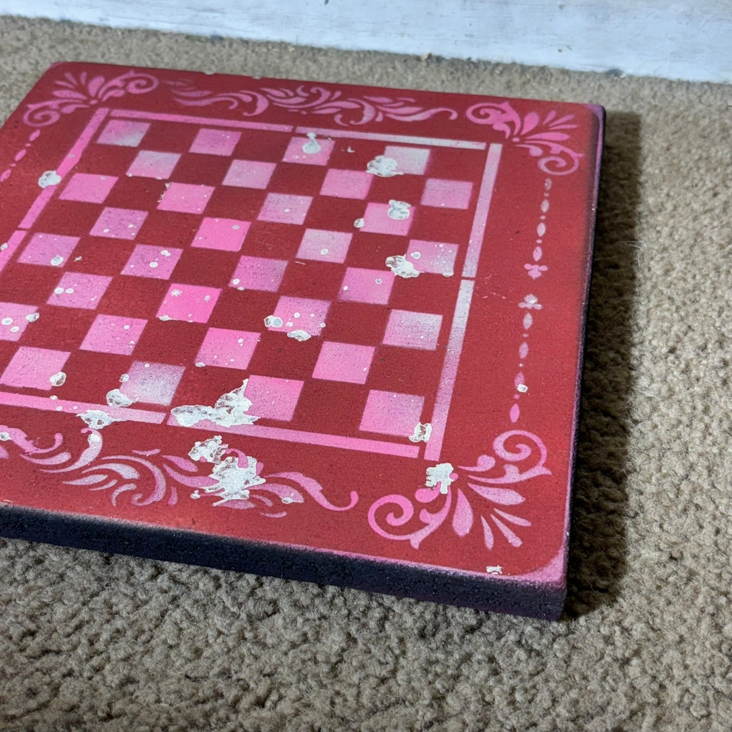 Pink & Red - Painted Chess Board