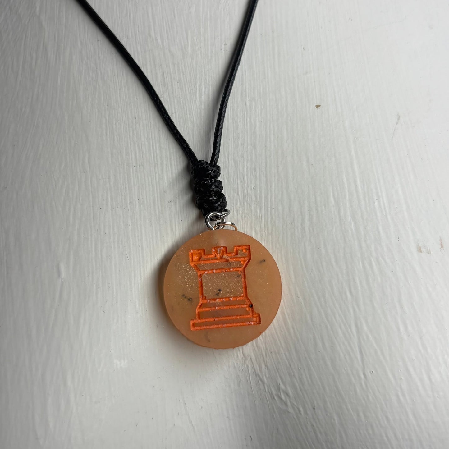 Sunset Orange - Handmade Resin Chess Necklace