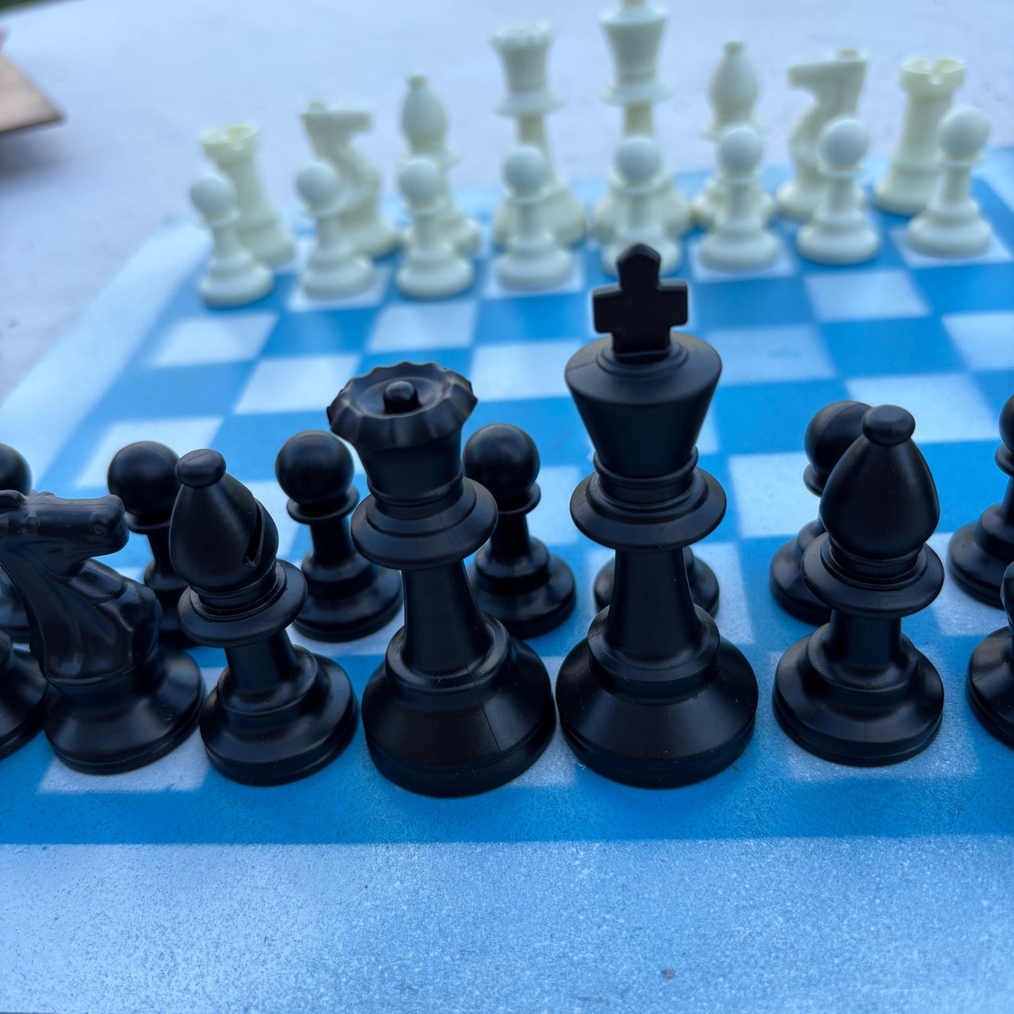 Blue & White - Painted Chess Set