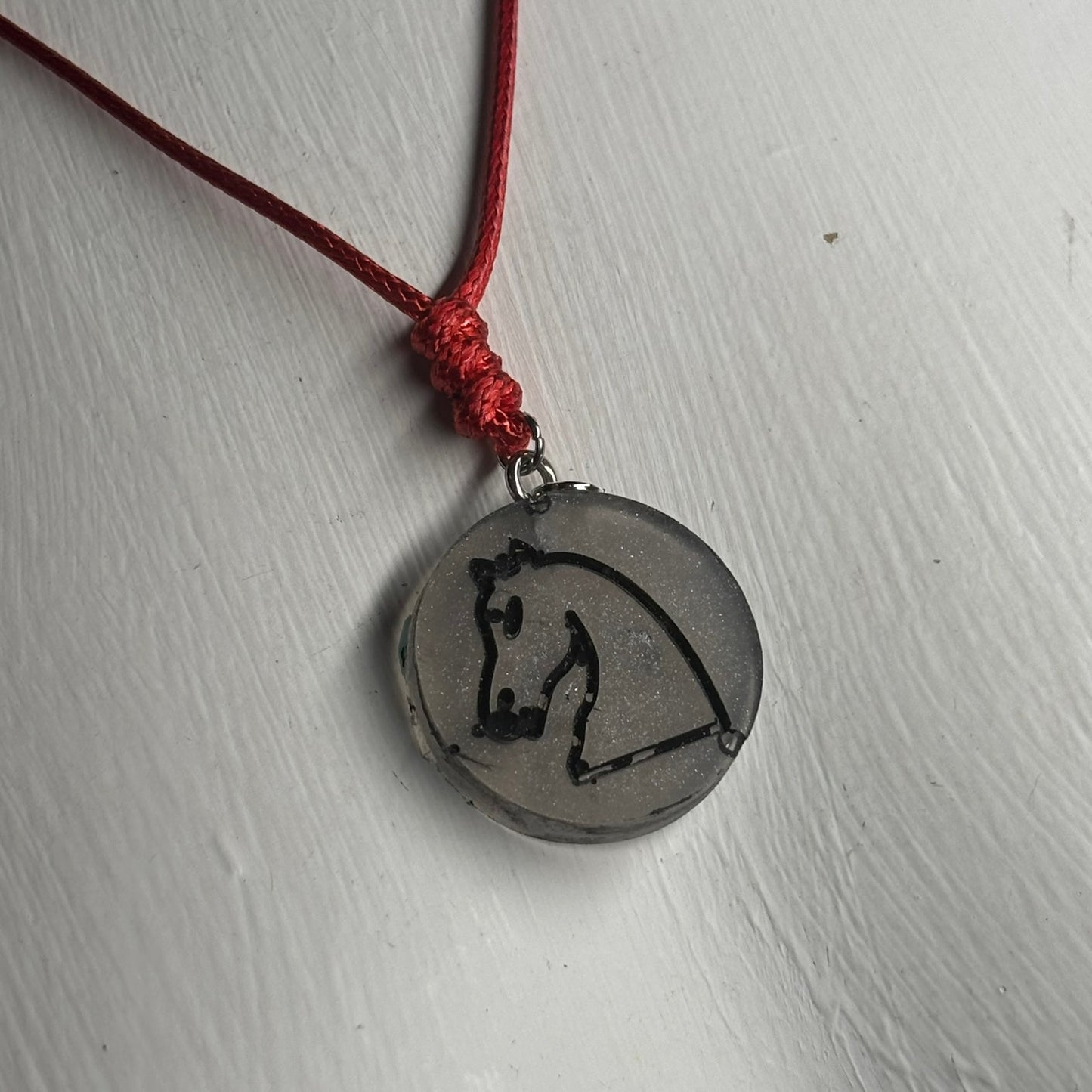 Silver Knight - Handmade Resin Chess Necklace