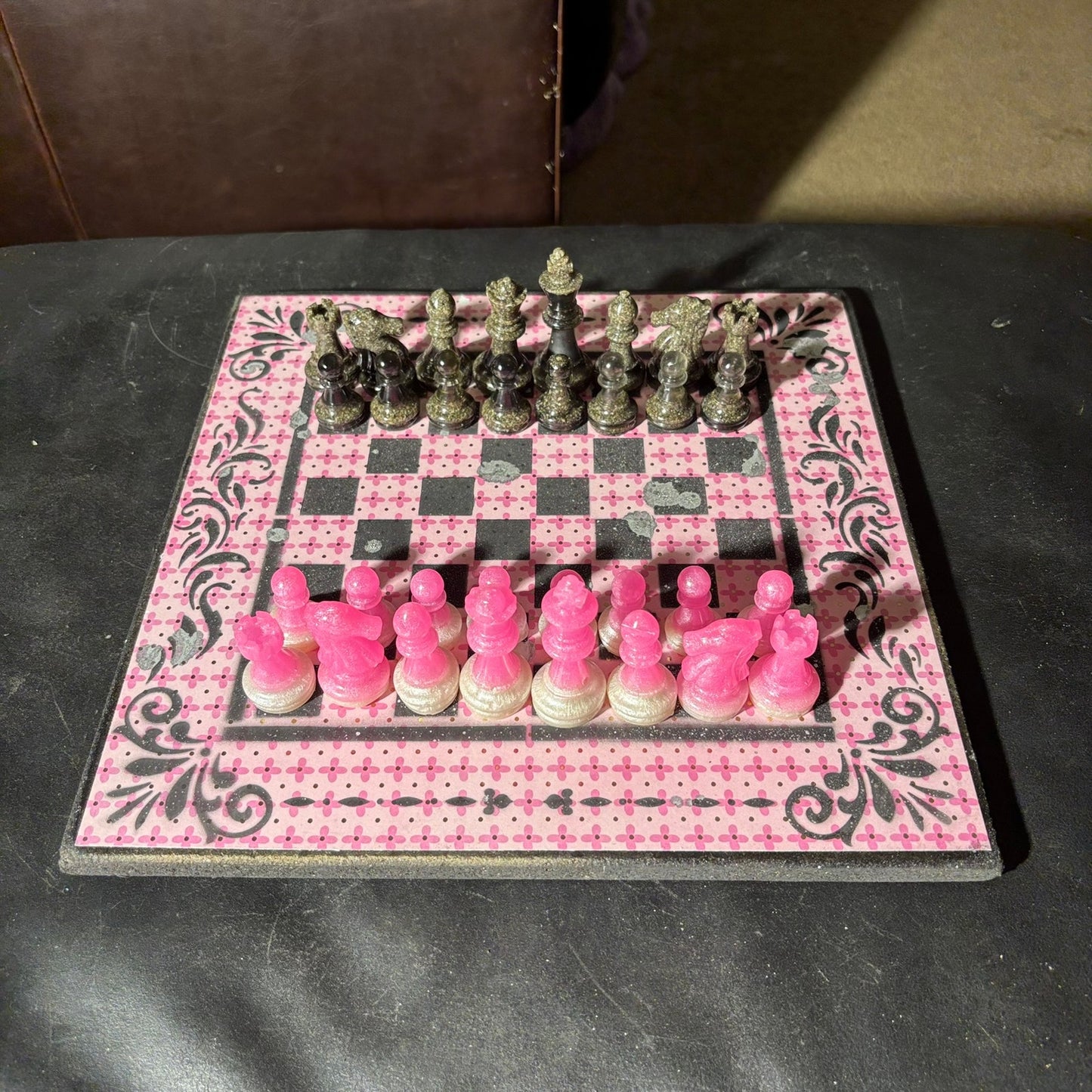 Pink Pattern - Scrapbook Chess Set