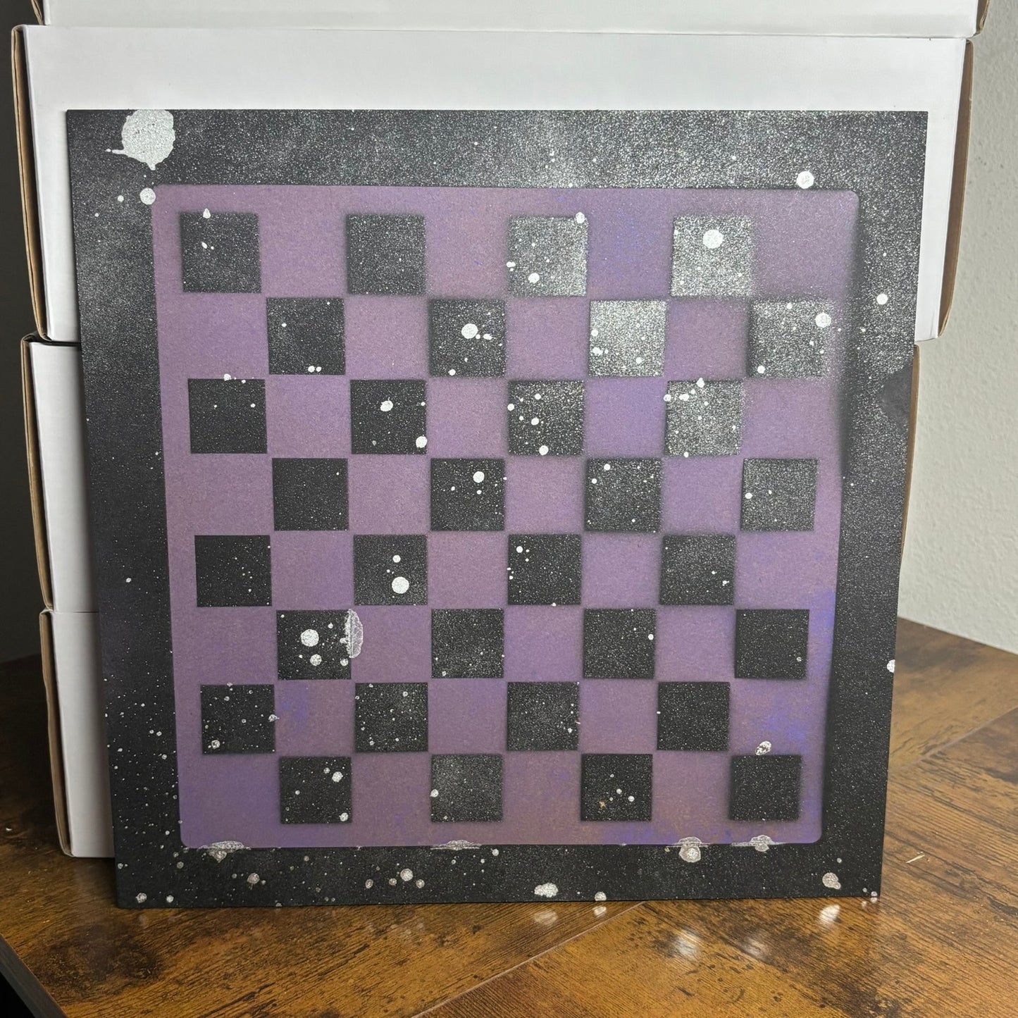 Black & Purple - Painted Chess Board
