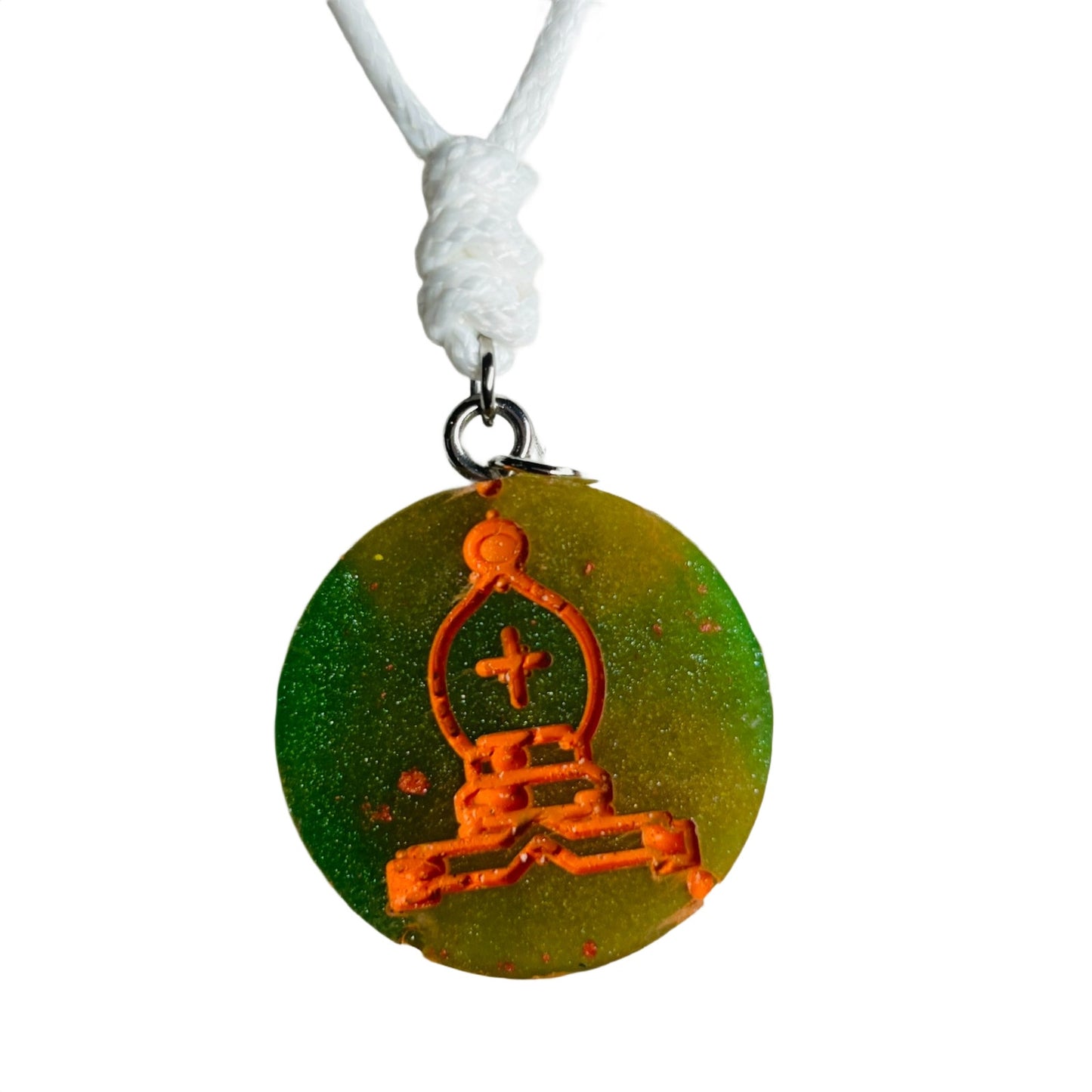 Dirty Green Bishop - Handmade Resin Chess Necklace