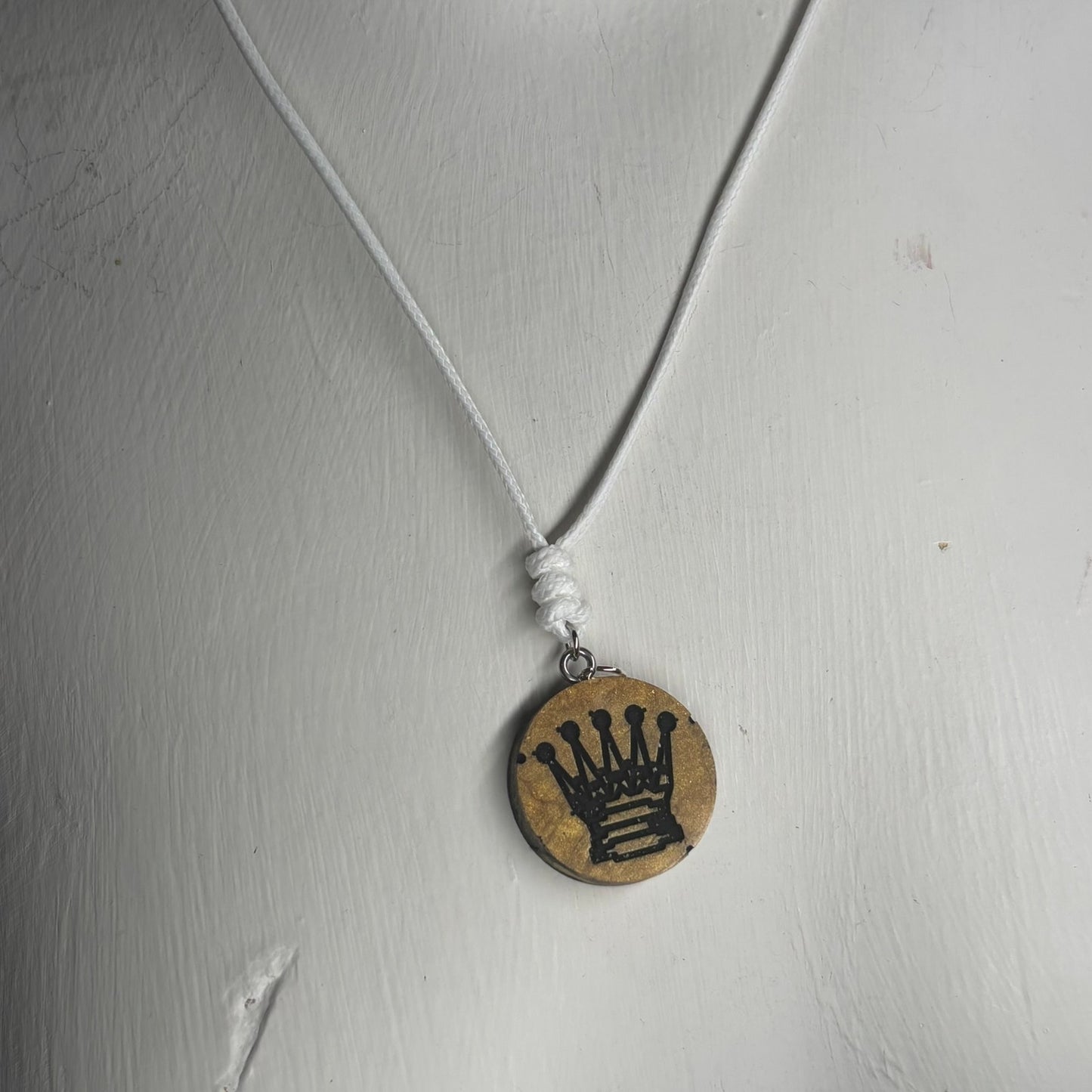 Golden Queen - Handmade Resin Chess Necklace