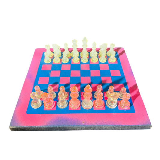 Classic Pink & Blue - Painted Chess Set