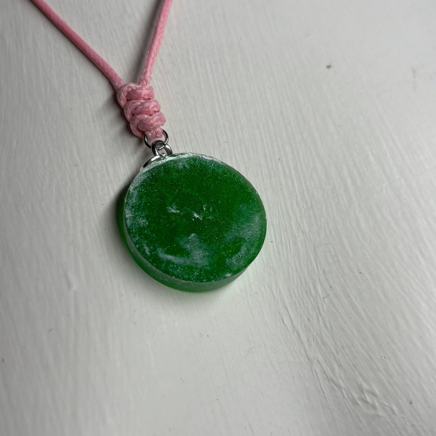 Green/Pink Pawn - Handmade Resin Chess Necklace