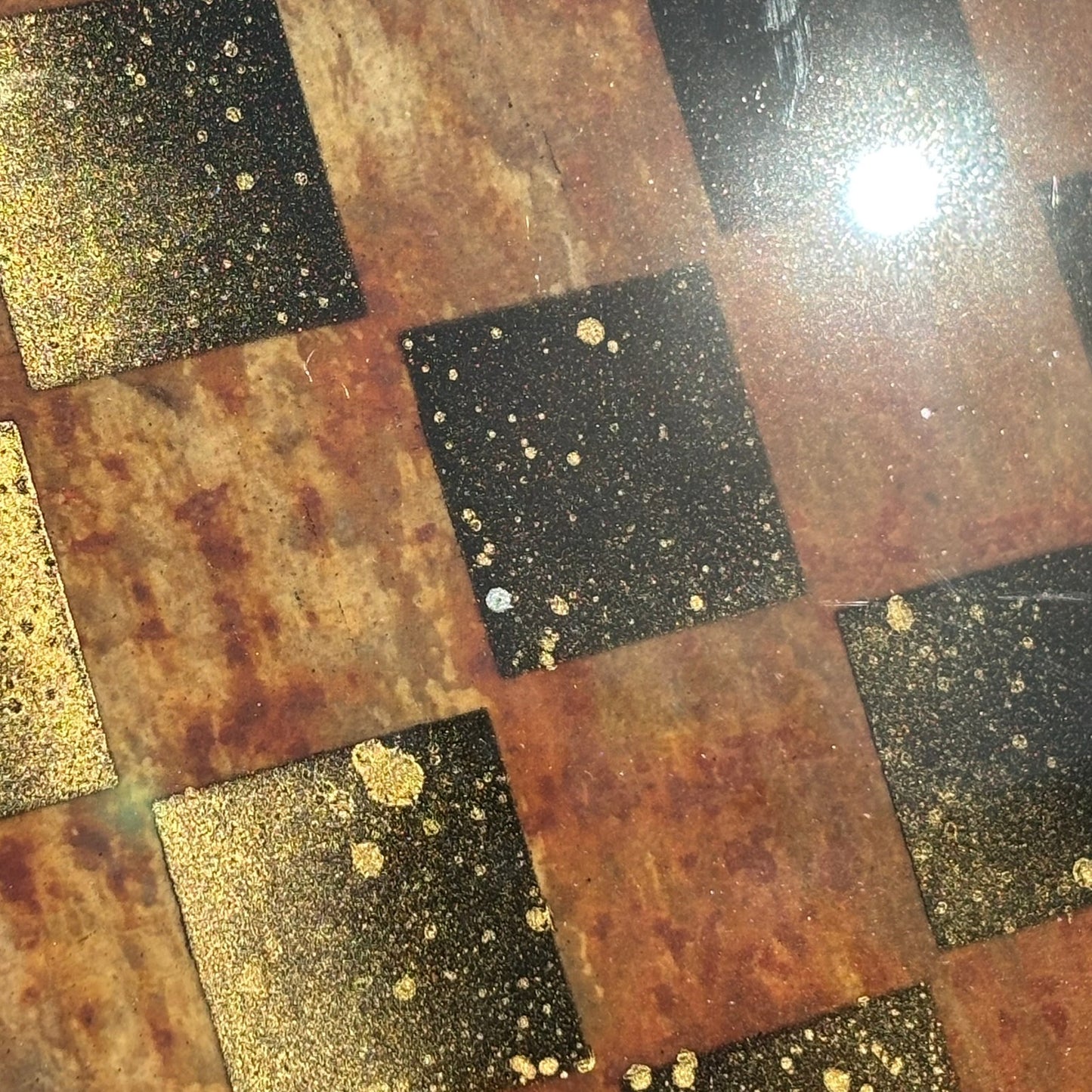 Golden Orange Fire - Resin Coated Chess Board