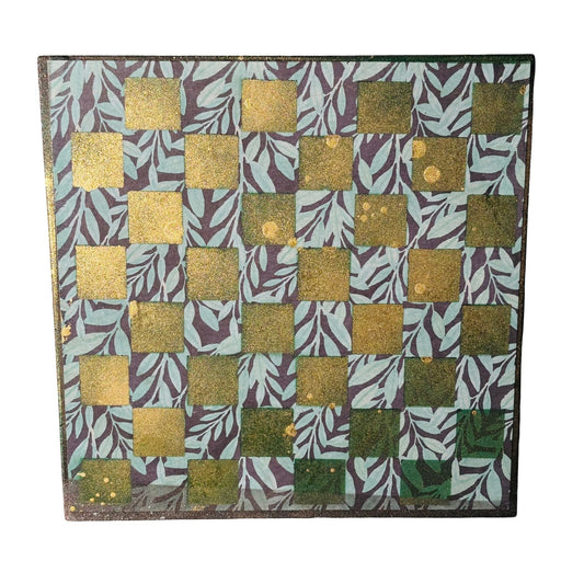 Golden Green Leaves - Scrapbook Chess Board
