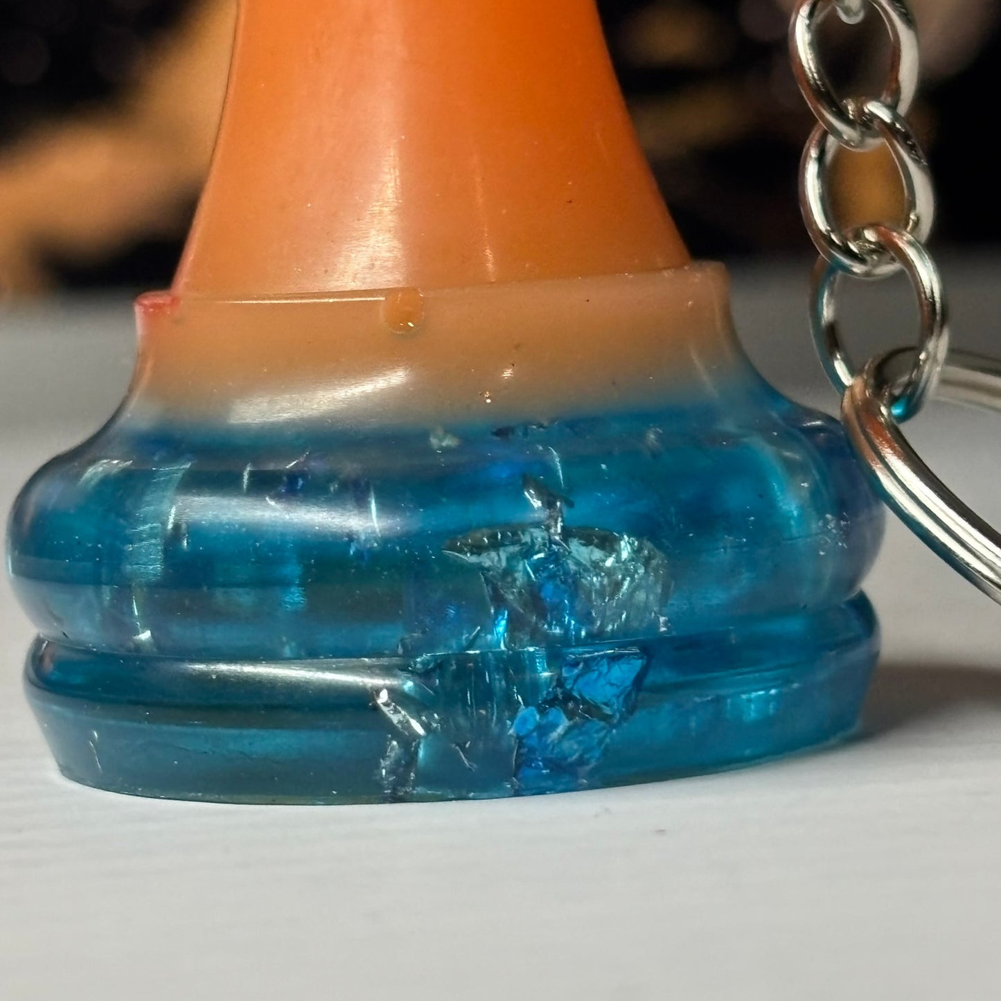 Ice Bottom Orange Rook - Handmade Resin Keychain - Large Edition