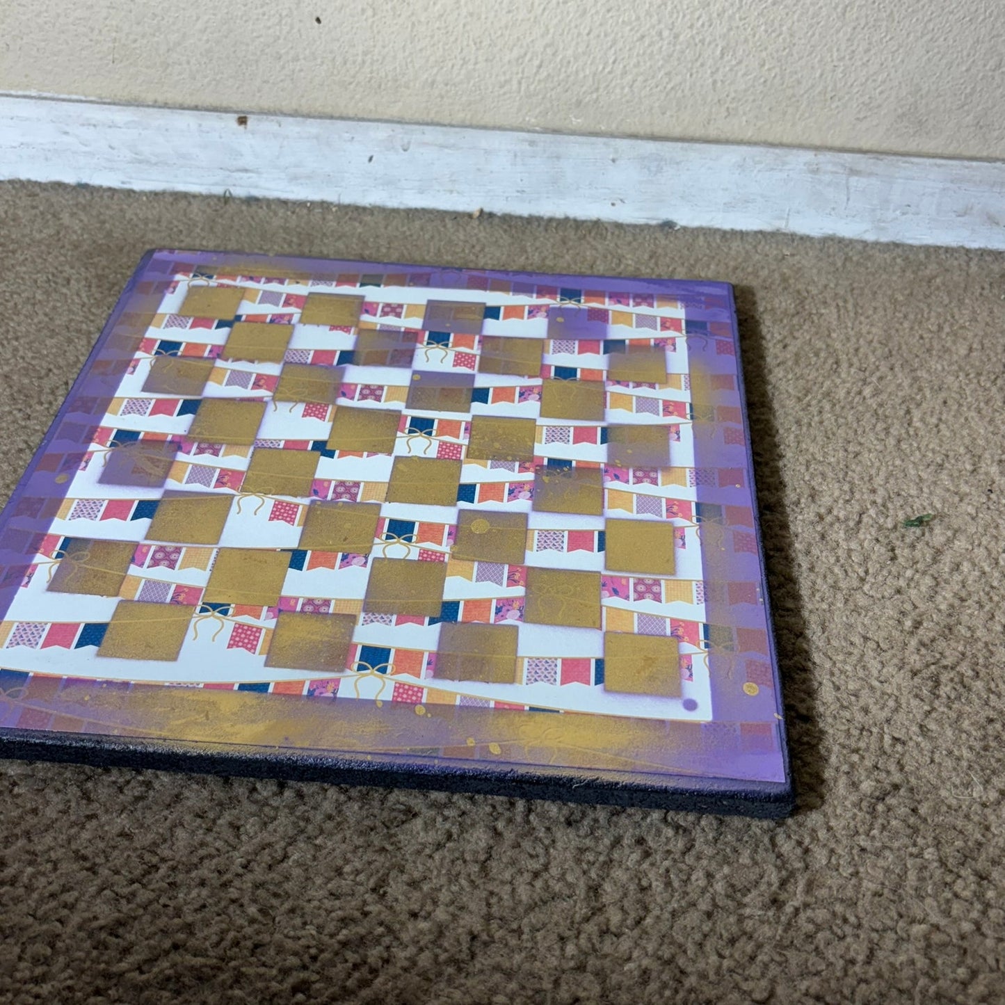 Golden Purple Stripes - Scrapbook Chess Board