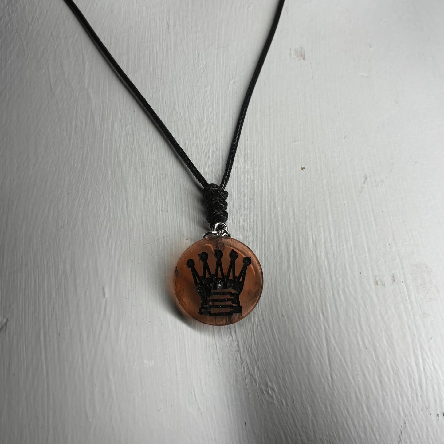 Amber Orange Queen - Handmade Resin Chess Necklace