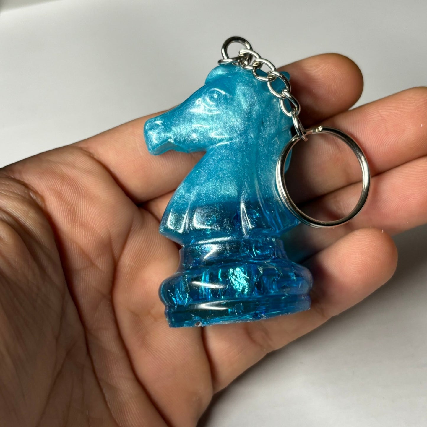 Ice Blue Knight - Handmade Resin Keychain - Large Edition