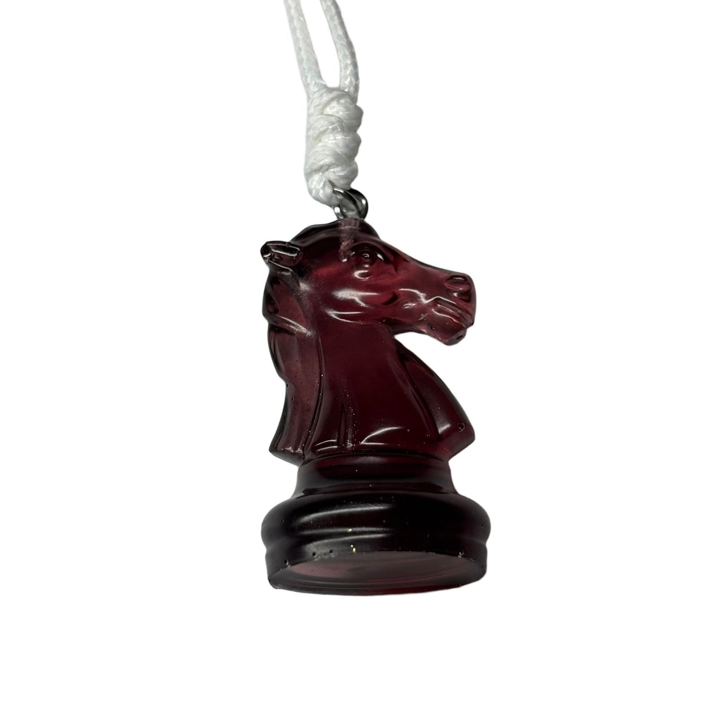Violet Red Knight - Handmade Resin Chess Necklace