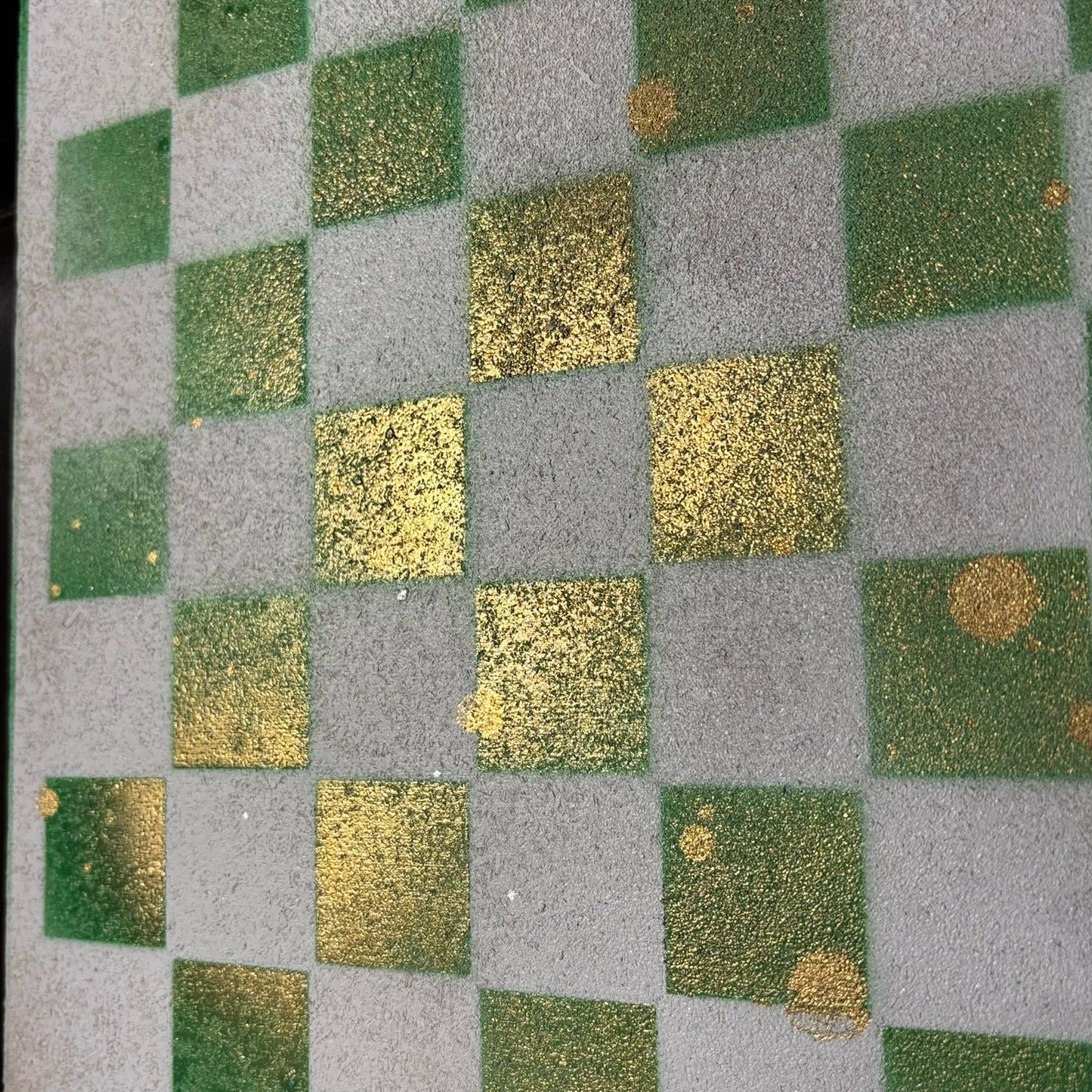 Green & White, Golden Blush - Painted Chess Board