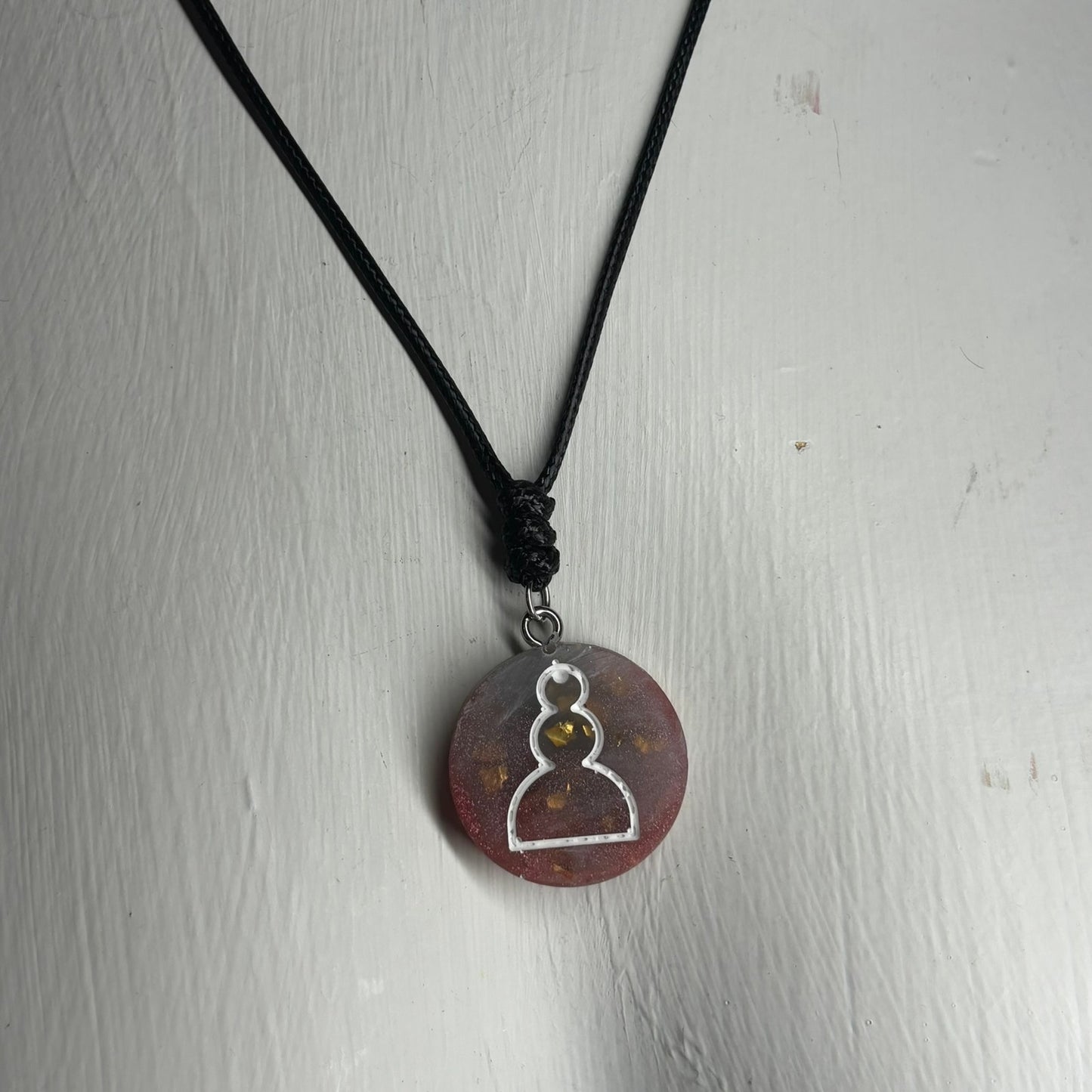Red Crystal Pawn - Handmade Resin Chess Necklace