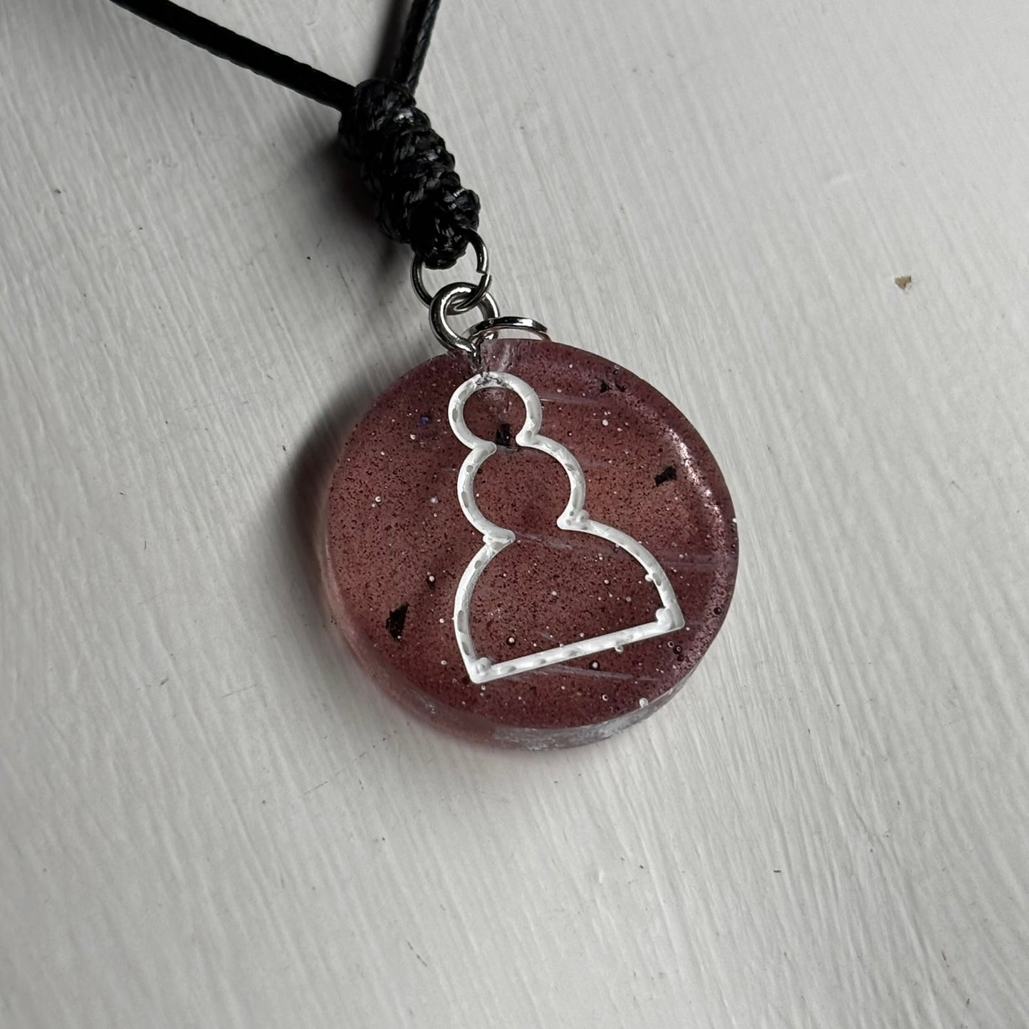 Violet Red Pawn - Handmade Resin Chess Necklace
