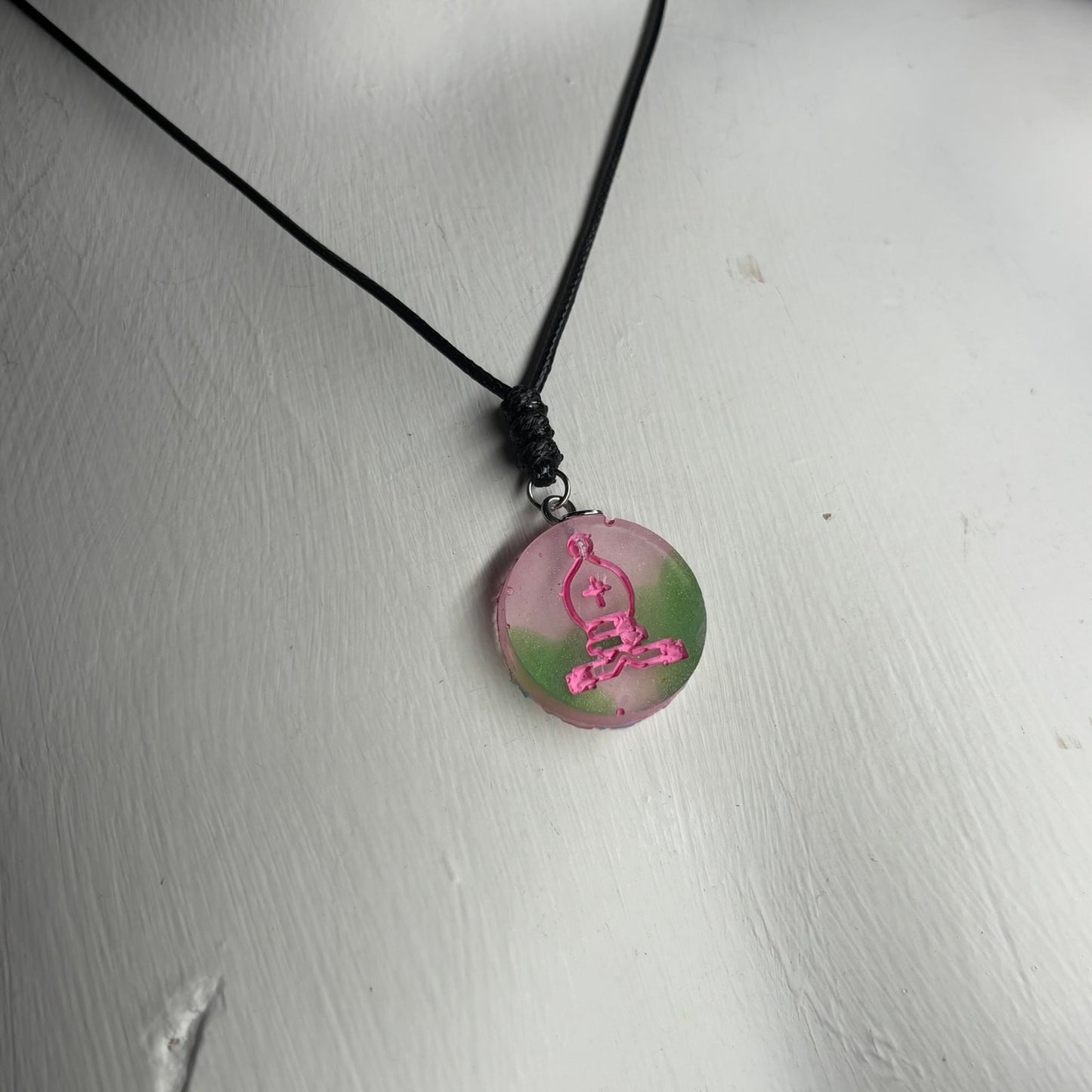 Vibrant Pink Bishop - Handmade Resin Chess Necklace