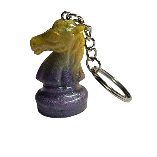 Yellow Purp Swirl Knight - Handmade Resin Keychain