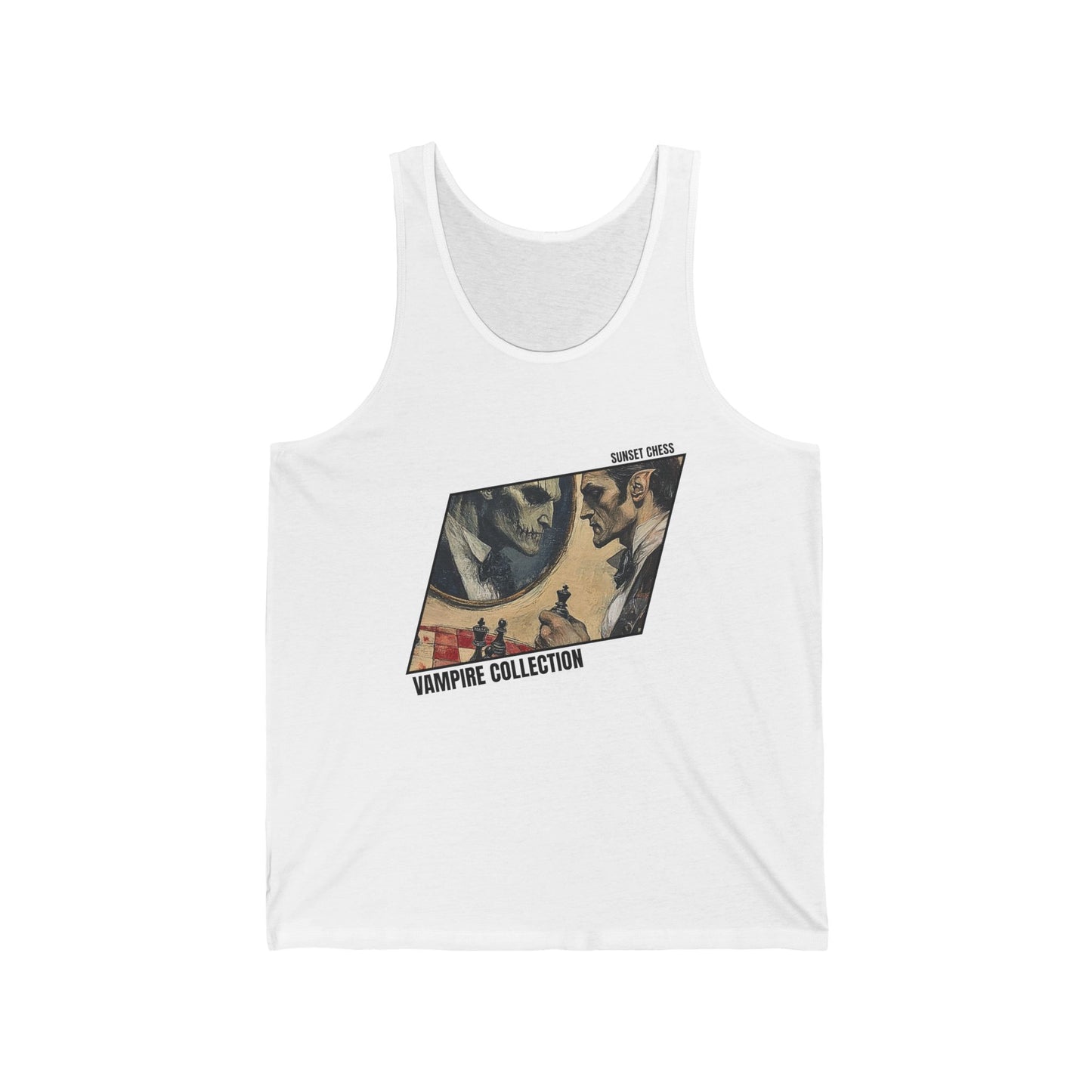Vampire in The Mirror - White Chess Tank Top