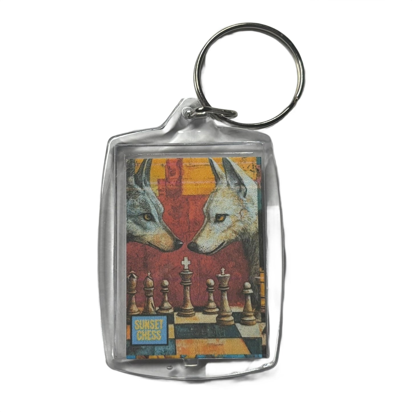 Wolves In Action - Chess  Photo Keychain