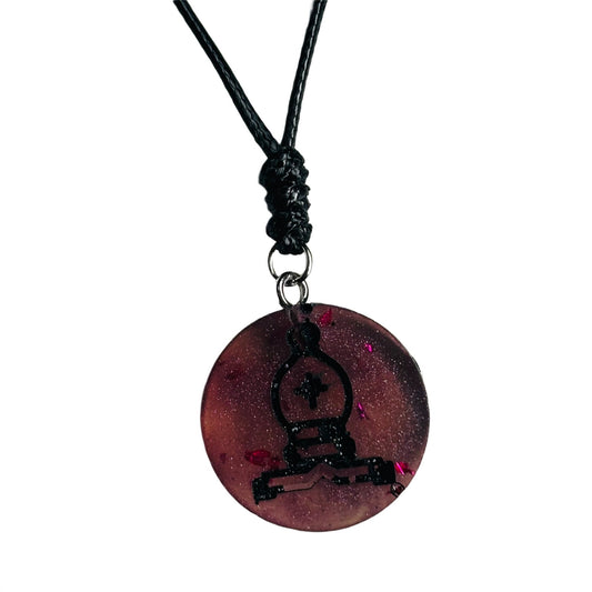 Translucent Burgundy Bishop - Handmade Resin Chess Necklace