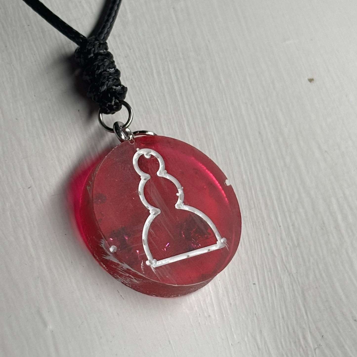 Red Pawn - Handmade Resin Chess Necklace