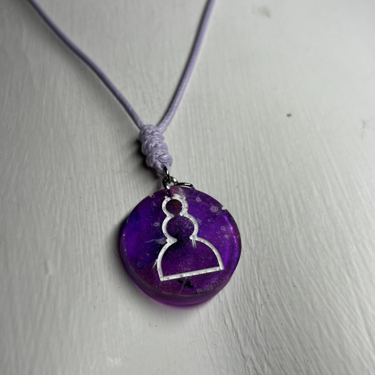 Purple Resin Pawn - Handmade Resin Chess Necklace
