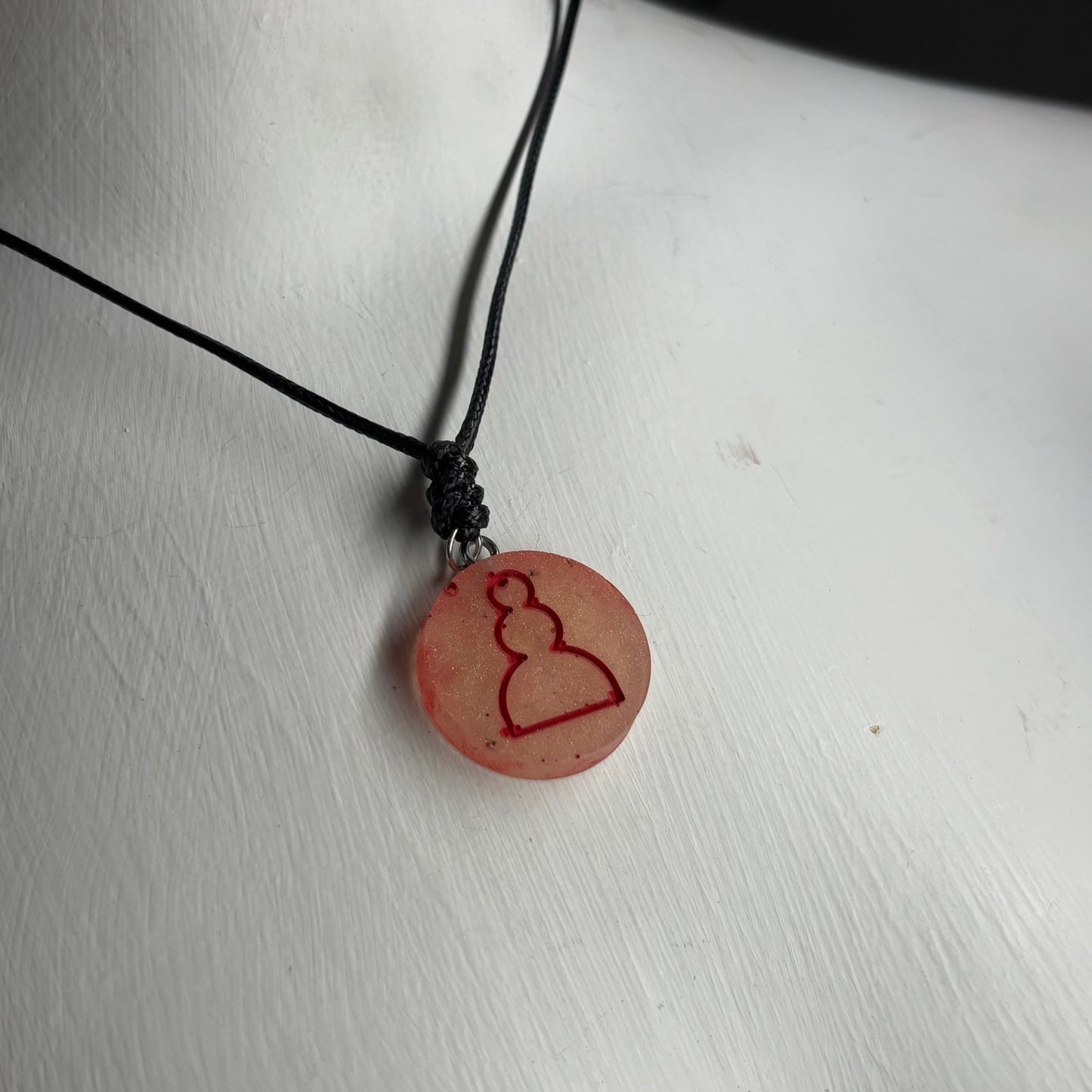 Smudge Red Pawn - Handmade Resin Chess Necklace