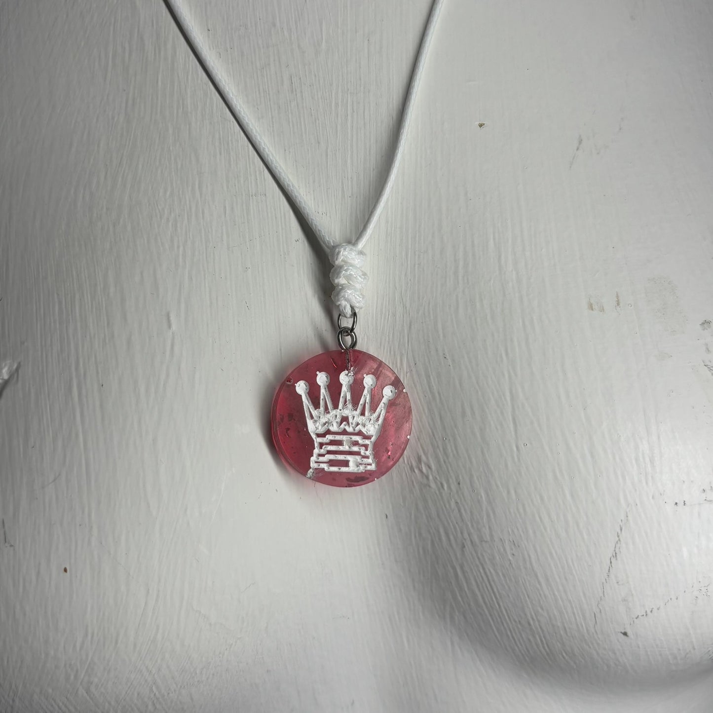 Clean Red Queen - Handmade Resin Chess Necklace