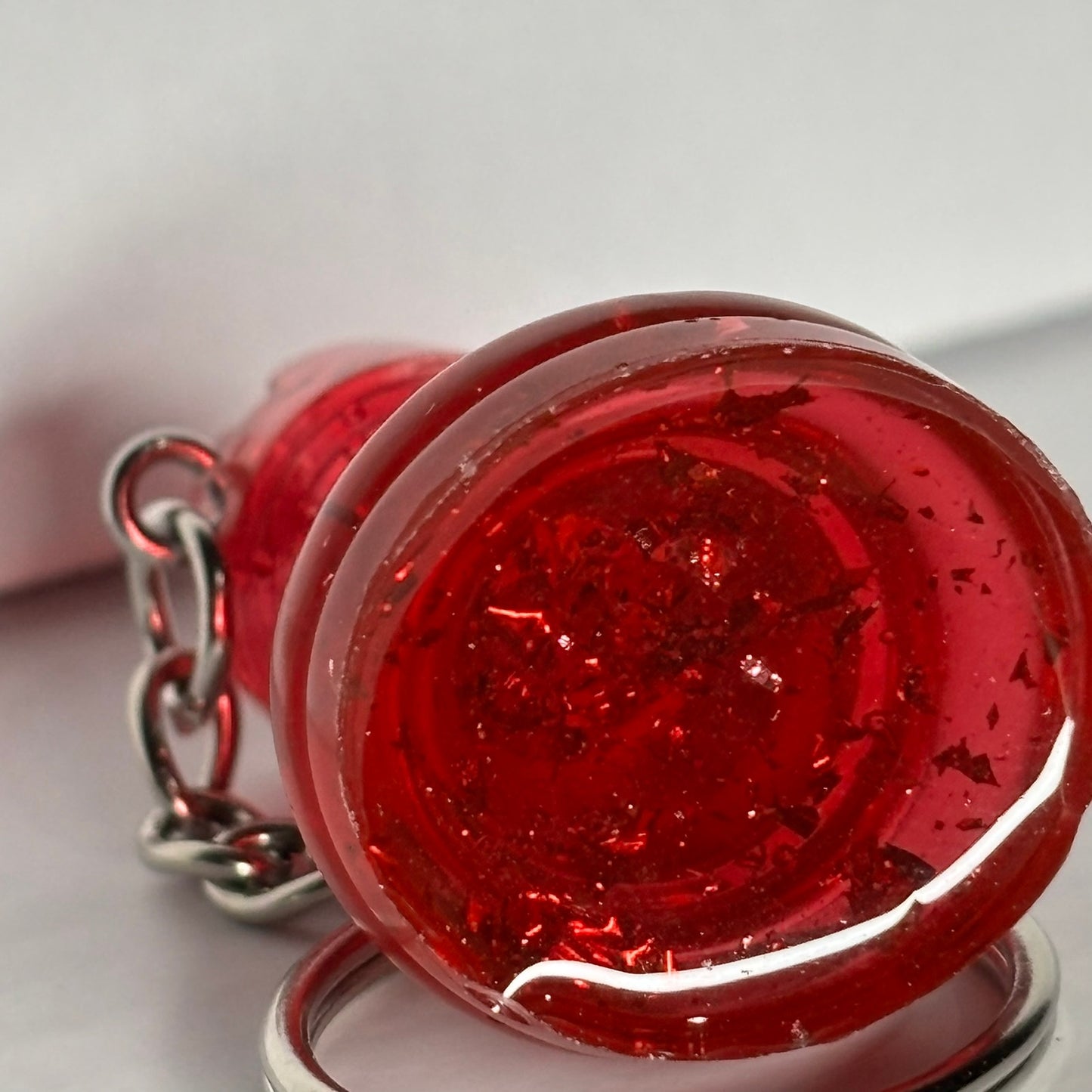 Fire Red Rook Handmade Resin Keychain - One of a Kind Design