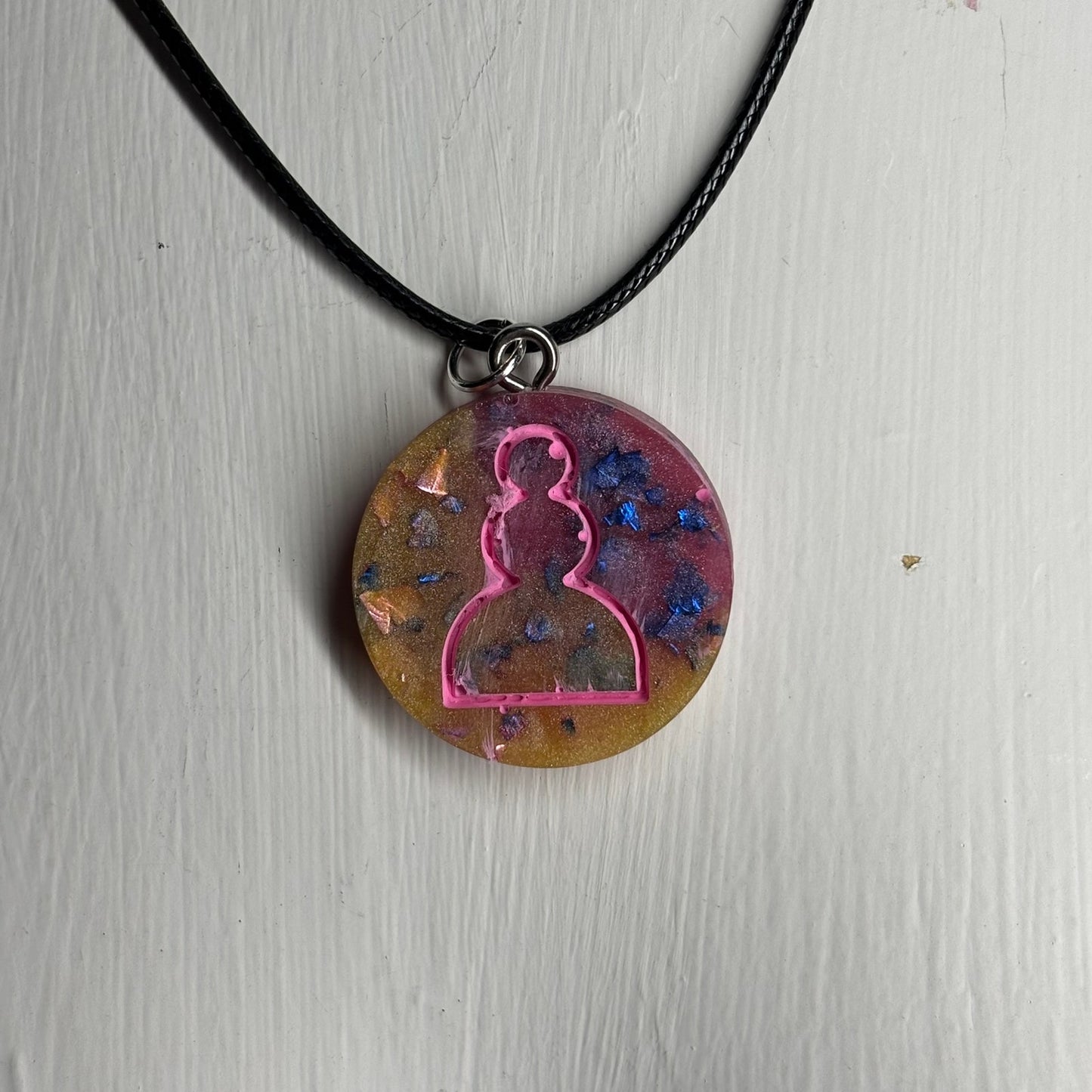 Crystal Pink Pawn - Handmade Resin Chess Necklace