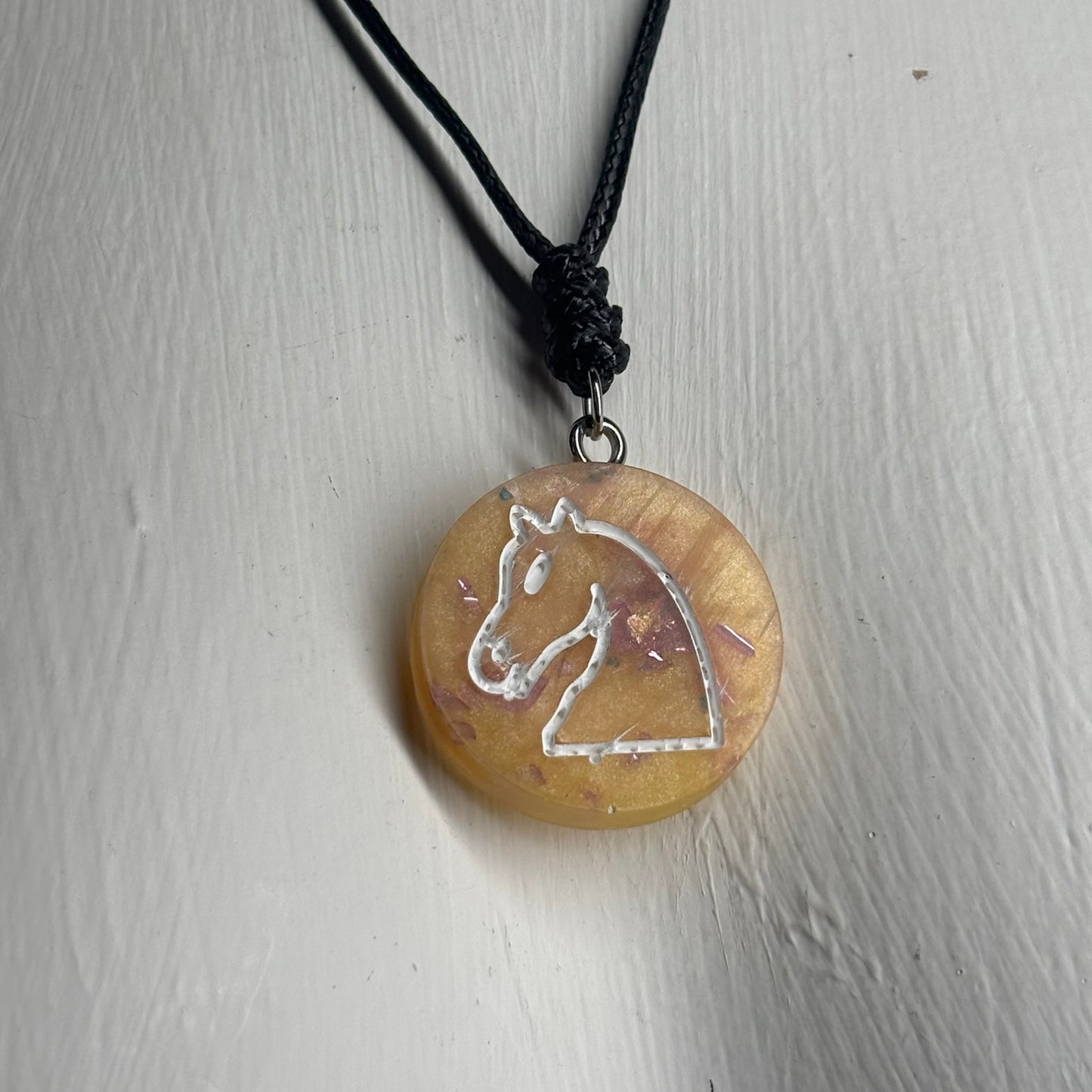 Yellow Crystal Knight - Handmade Resin Chess Necklace