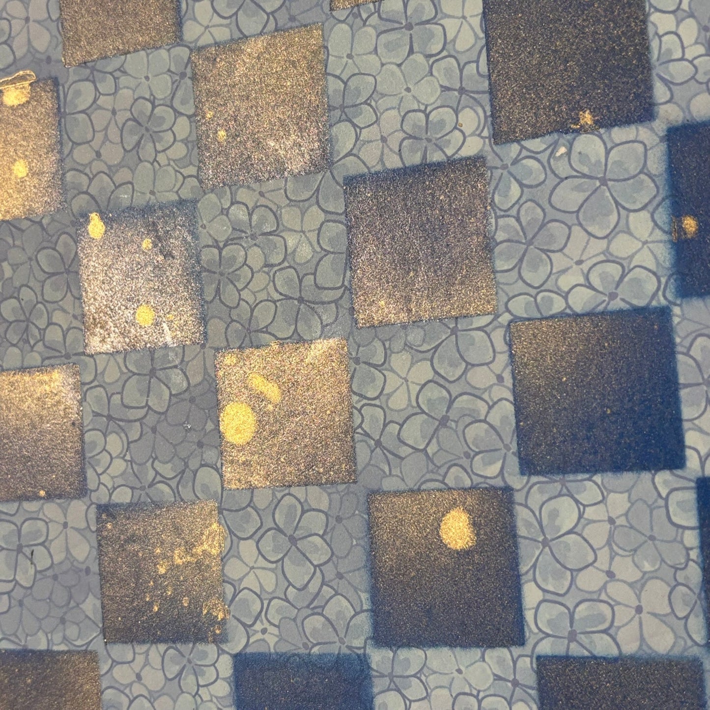 Metallic Blue Flowers - Scrapbook Chess Board