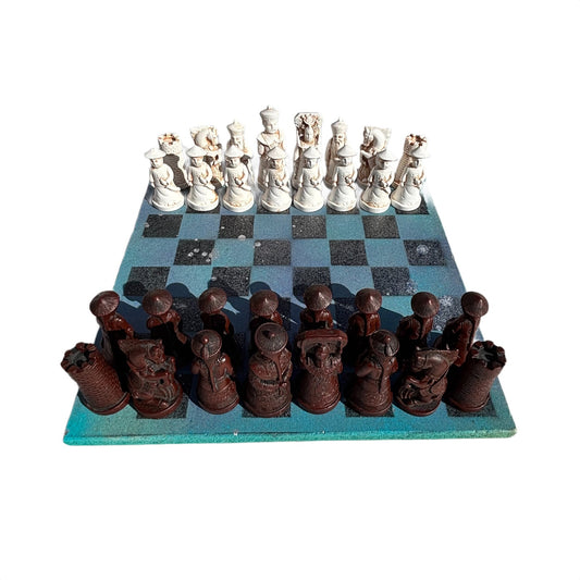 Greenish Blue Space - Chinese Edition Chess Set