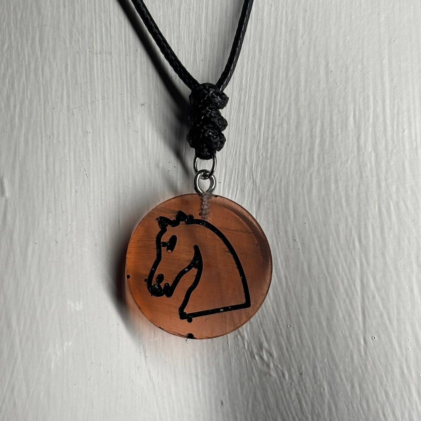 Orange Horse - Handmade Resin Chess Necklace