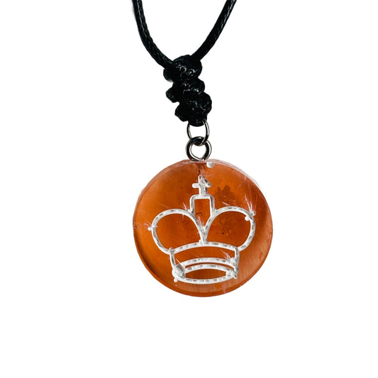 Orange King - Handmade Resin Chess Necklace